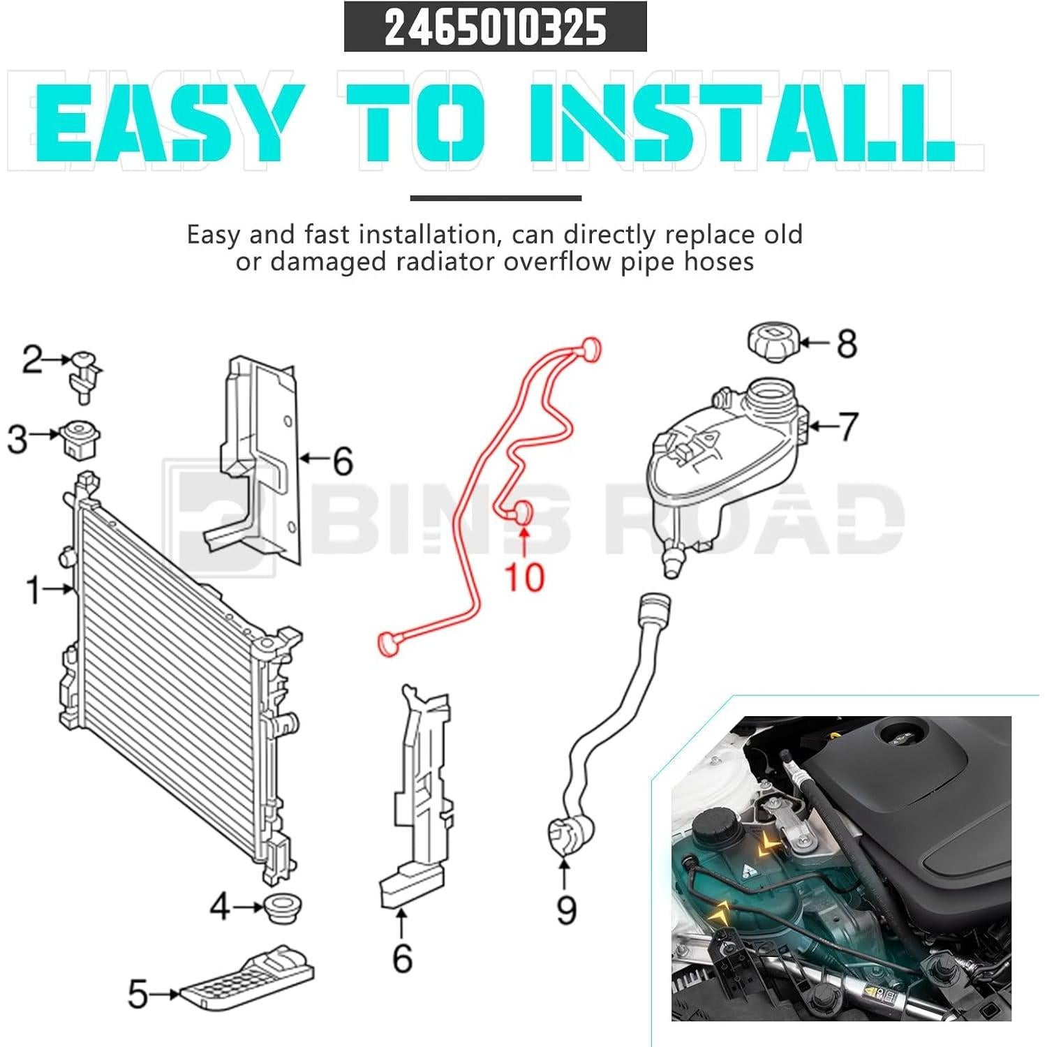 Kit de Mangueras de Refrigerante BINB para Mercedes Benz A180 A200 A250 B180 B200 CLA180
