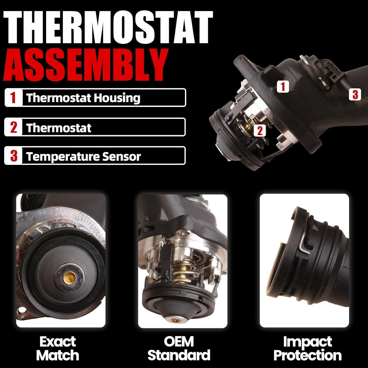 MITZONE Carcasa de Termostato de Refrigerante Aluminio V8 4.7L