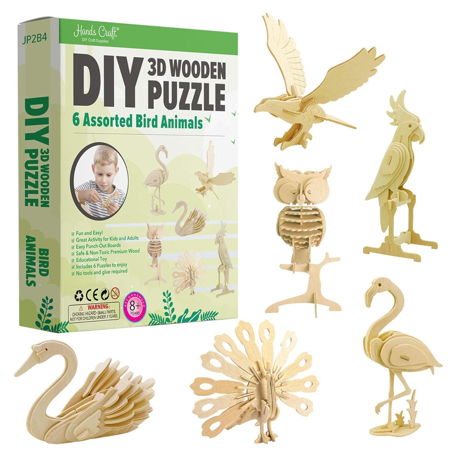 Rompecabezas 3D de Madera - Manos Artesanales - Set de 6 Aves