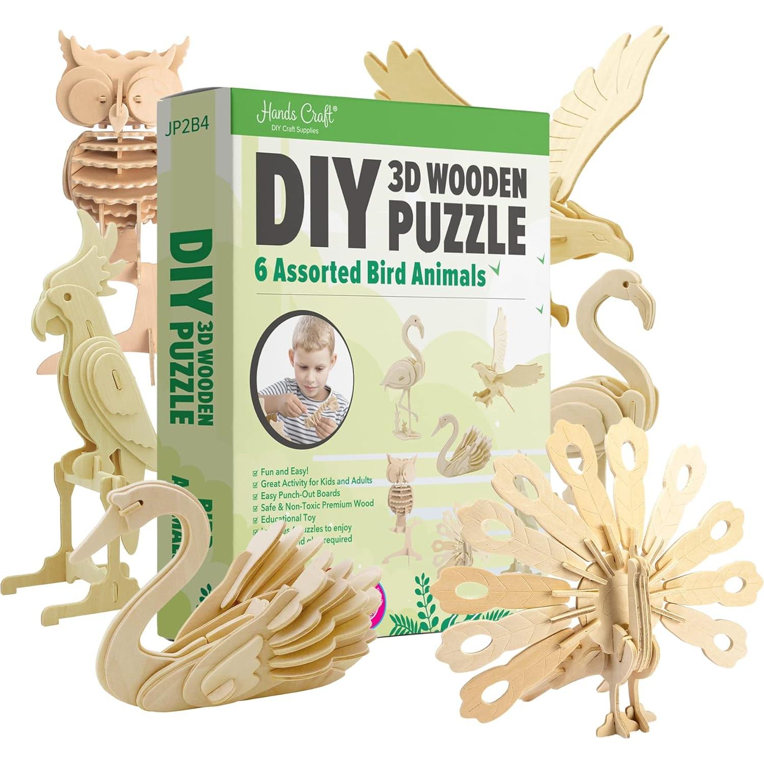 Rompecabezas 3D de Madera - Manos Artesanales - Set de 6 Aves