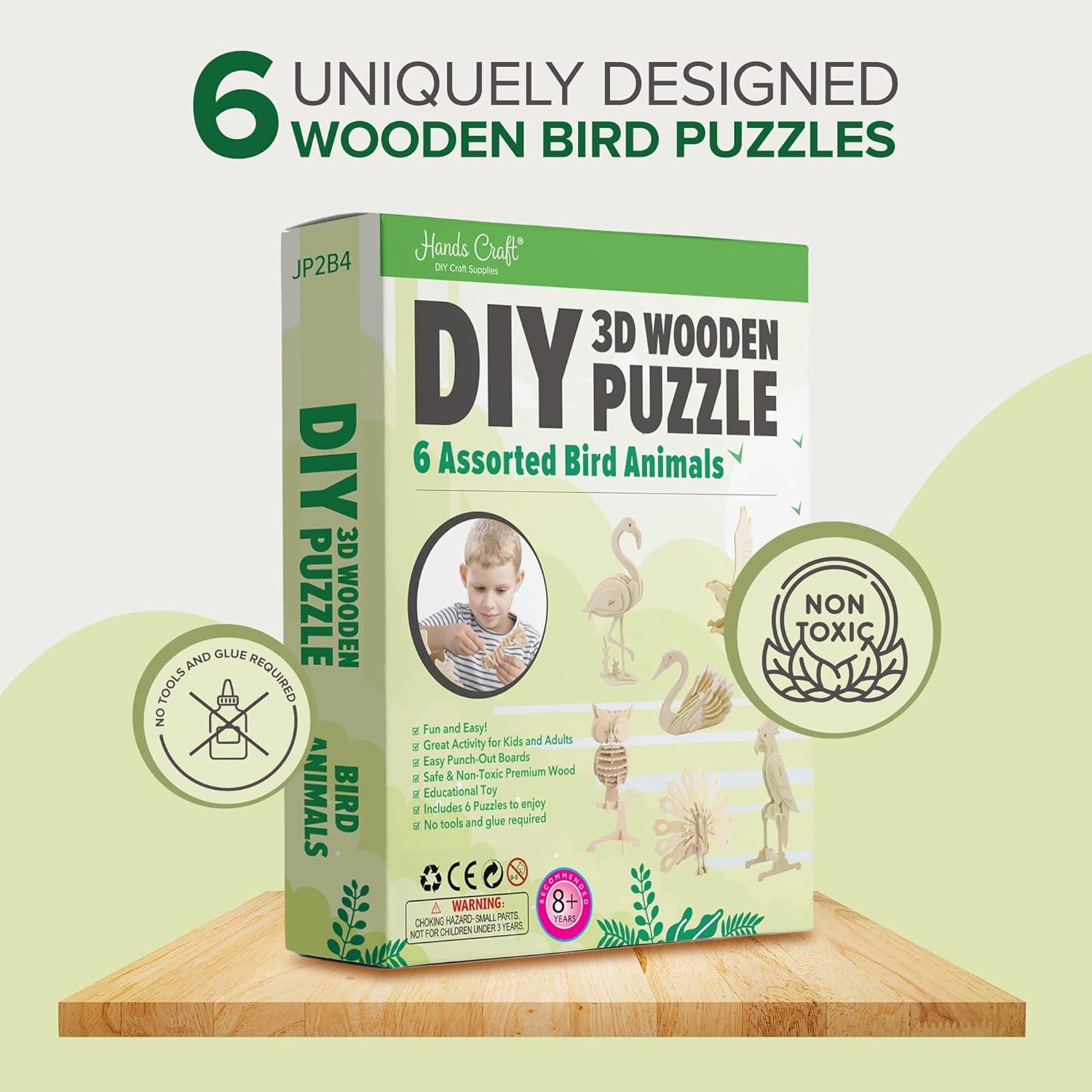 Rompecabezas 3D de Madera - Manos Artesanales - Set de 6 Aves