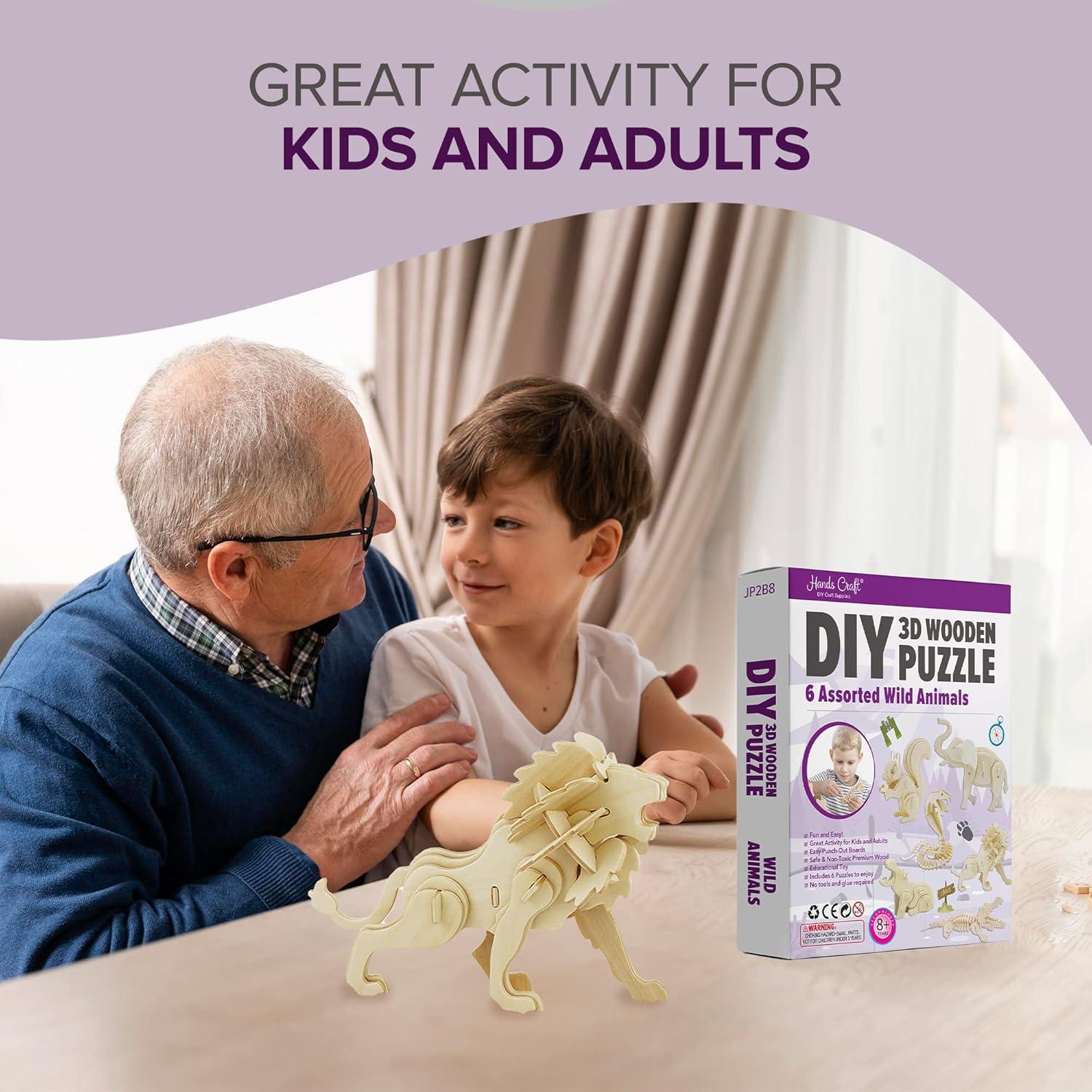 Rompecabezas 3D de Madera Manos Artesanales - 6 Animales