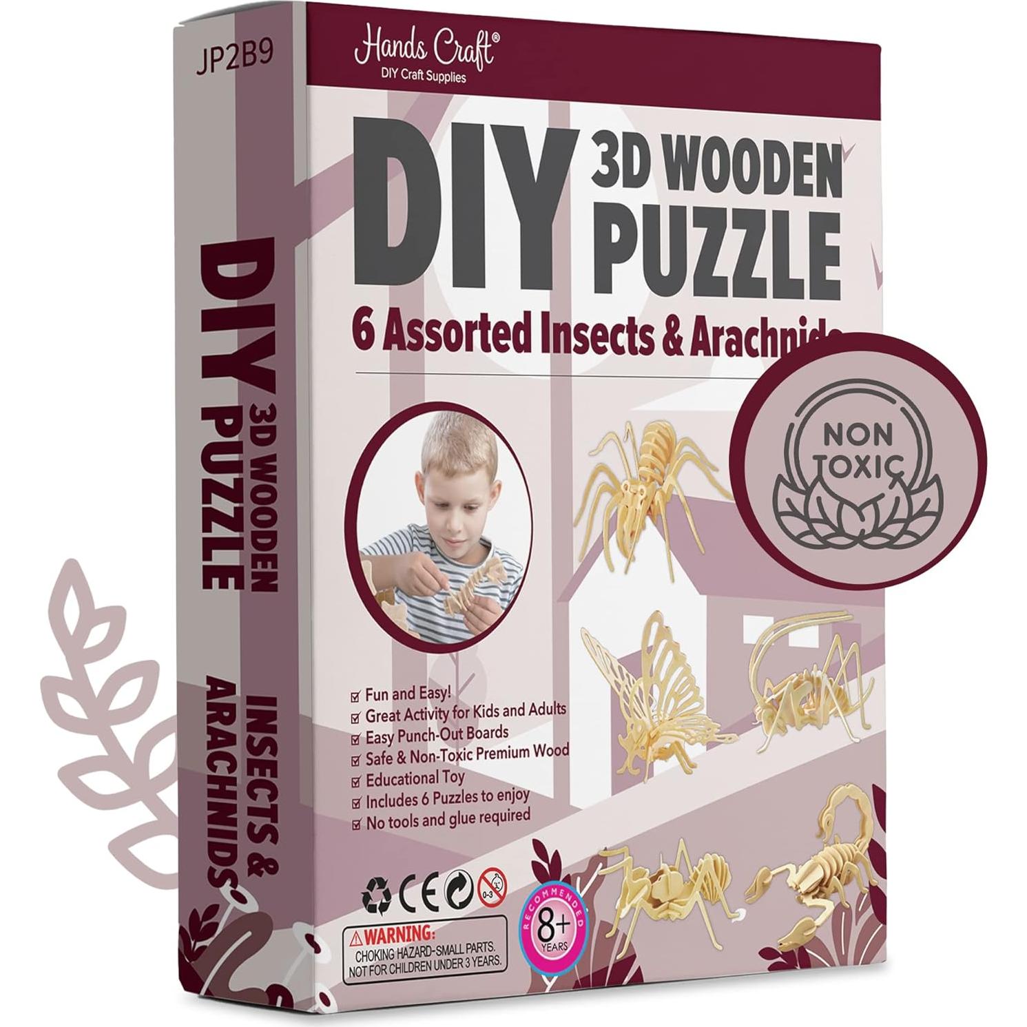 Rompecabezas 3D de Madera - Insectos y Arácnidos - Hands Craft