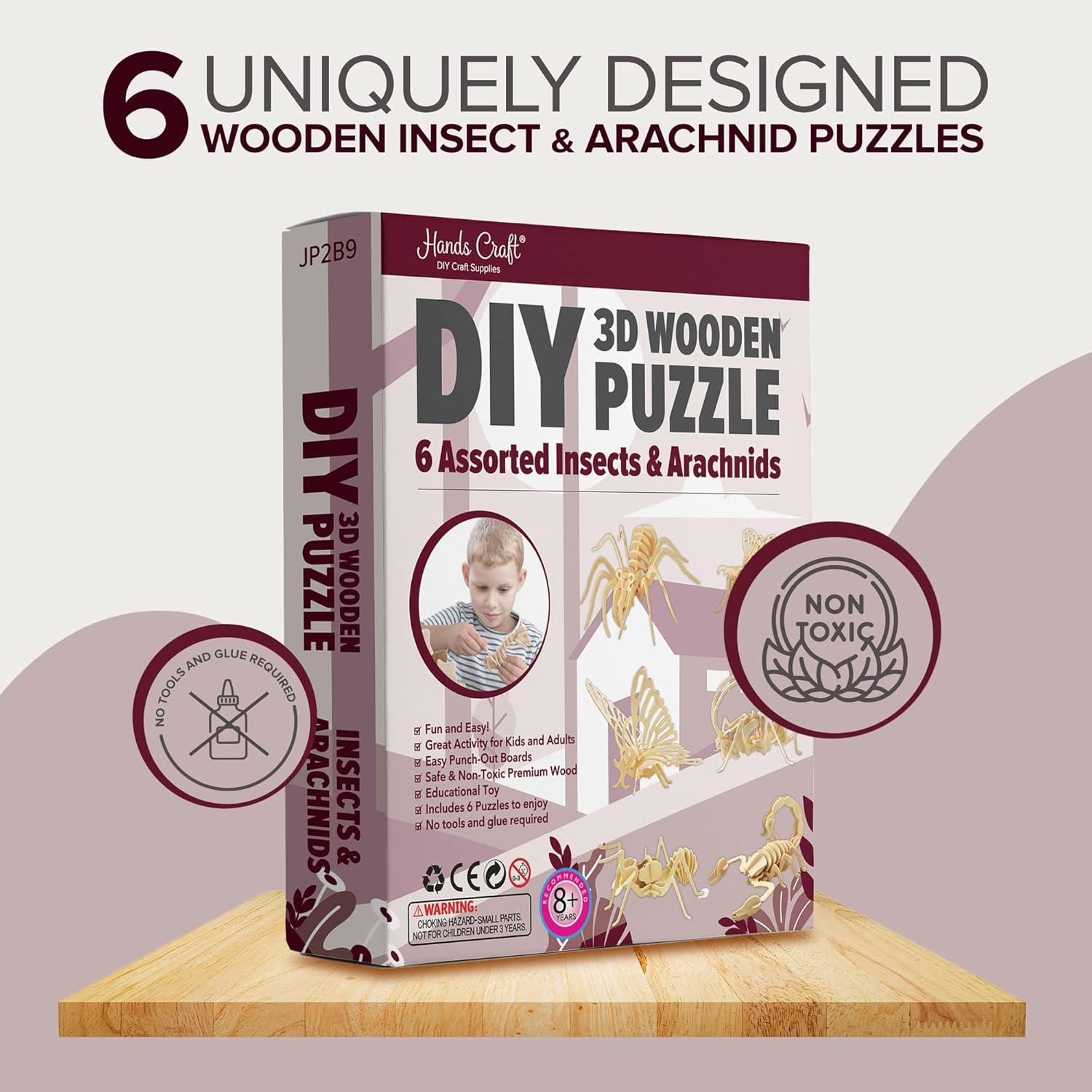 Rompecabezas 3D de Madera - Insectos y Arácnidos - Hands Craft