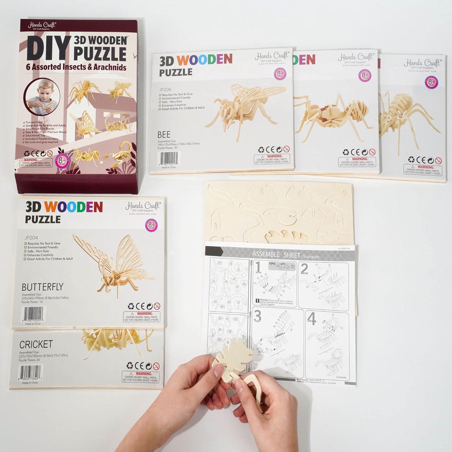 Rompecabezas 3D de Madera - Insectos y Arácnidos - Hands Craft