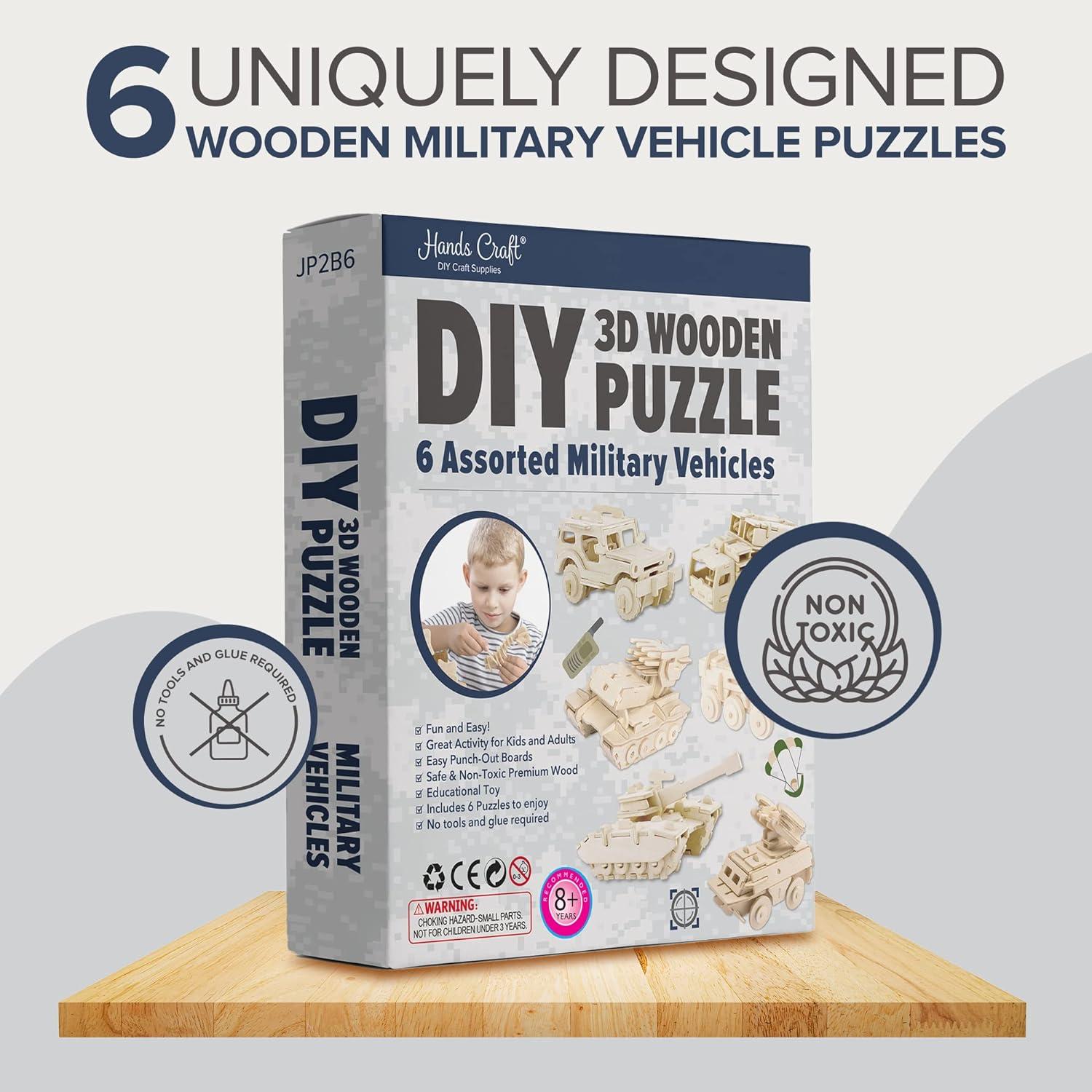 Rompecabezas 3D de Madera Manos Craft - 6 Vehículos Militares