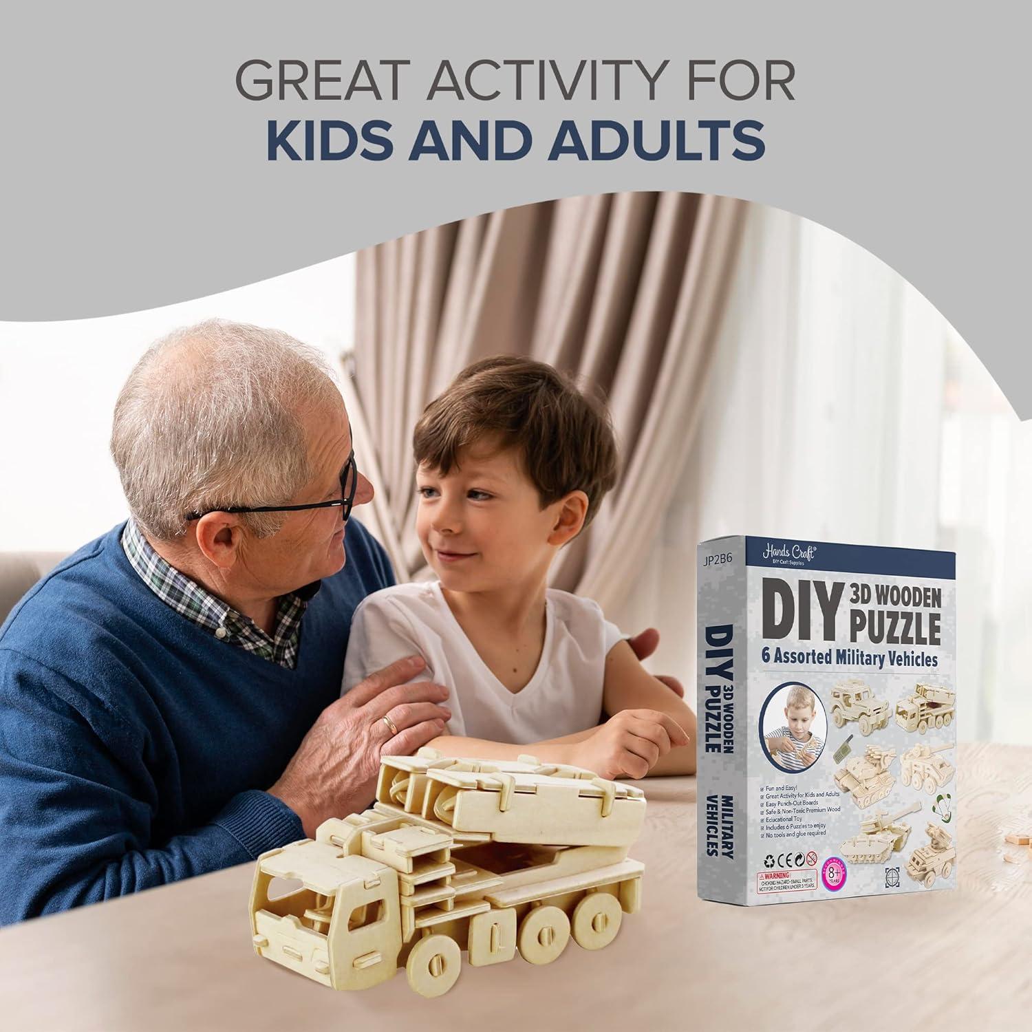 Rompecabezas 3D de Madera Manos Craft - 6 Vehículos Militares