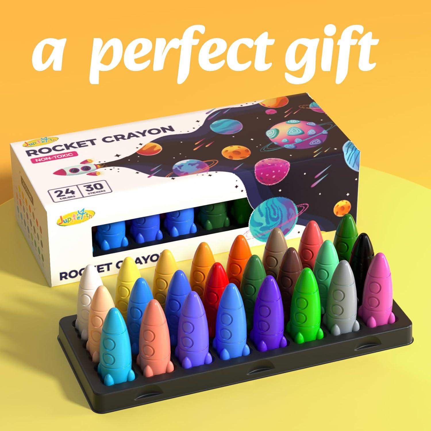 Crayones Lavables JUPITEARTH 24 Colores No Tóxicos