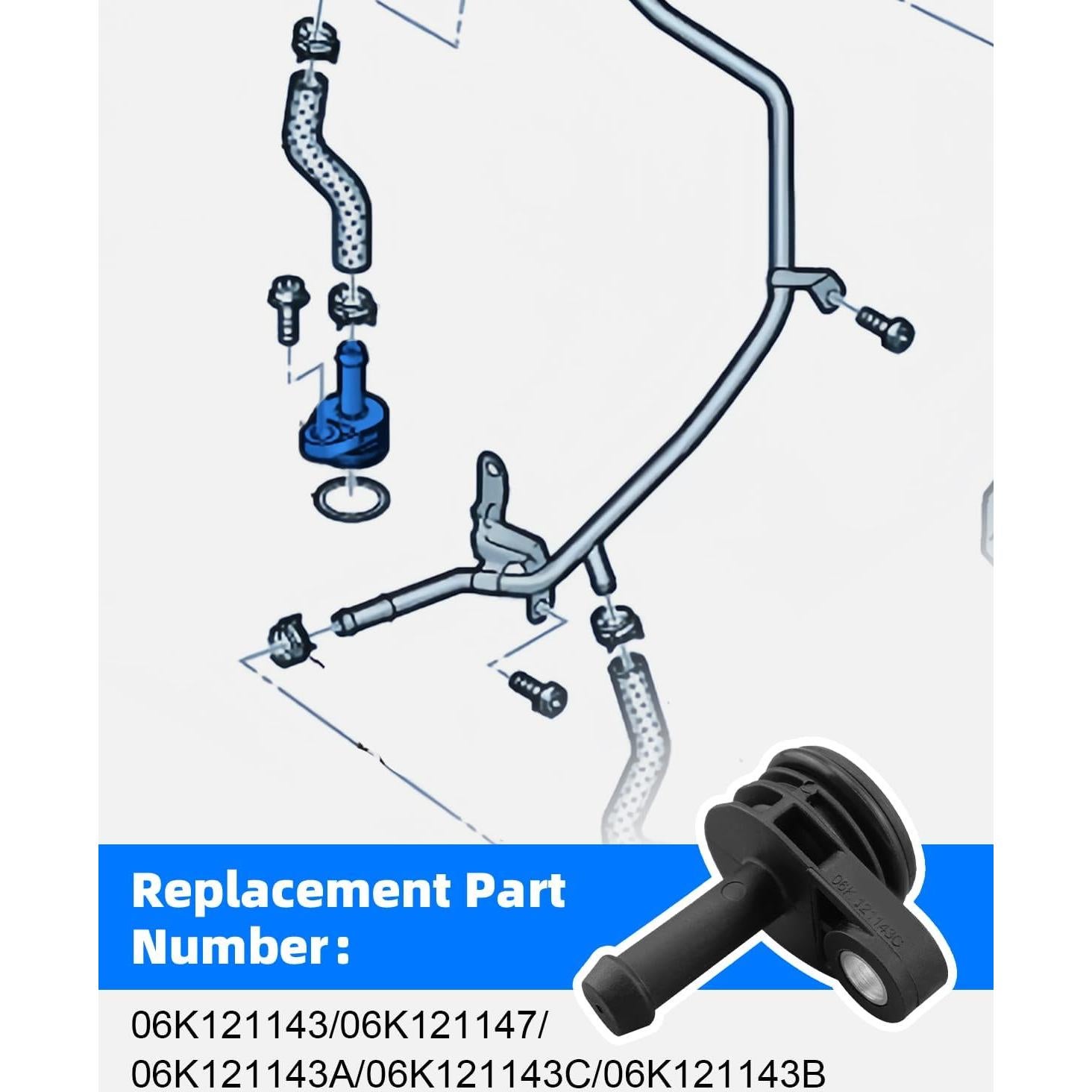 Tubo de Manguera de Refrigerante Yuantuo 06K121143 para Audi y Volkswagen