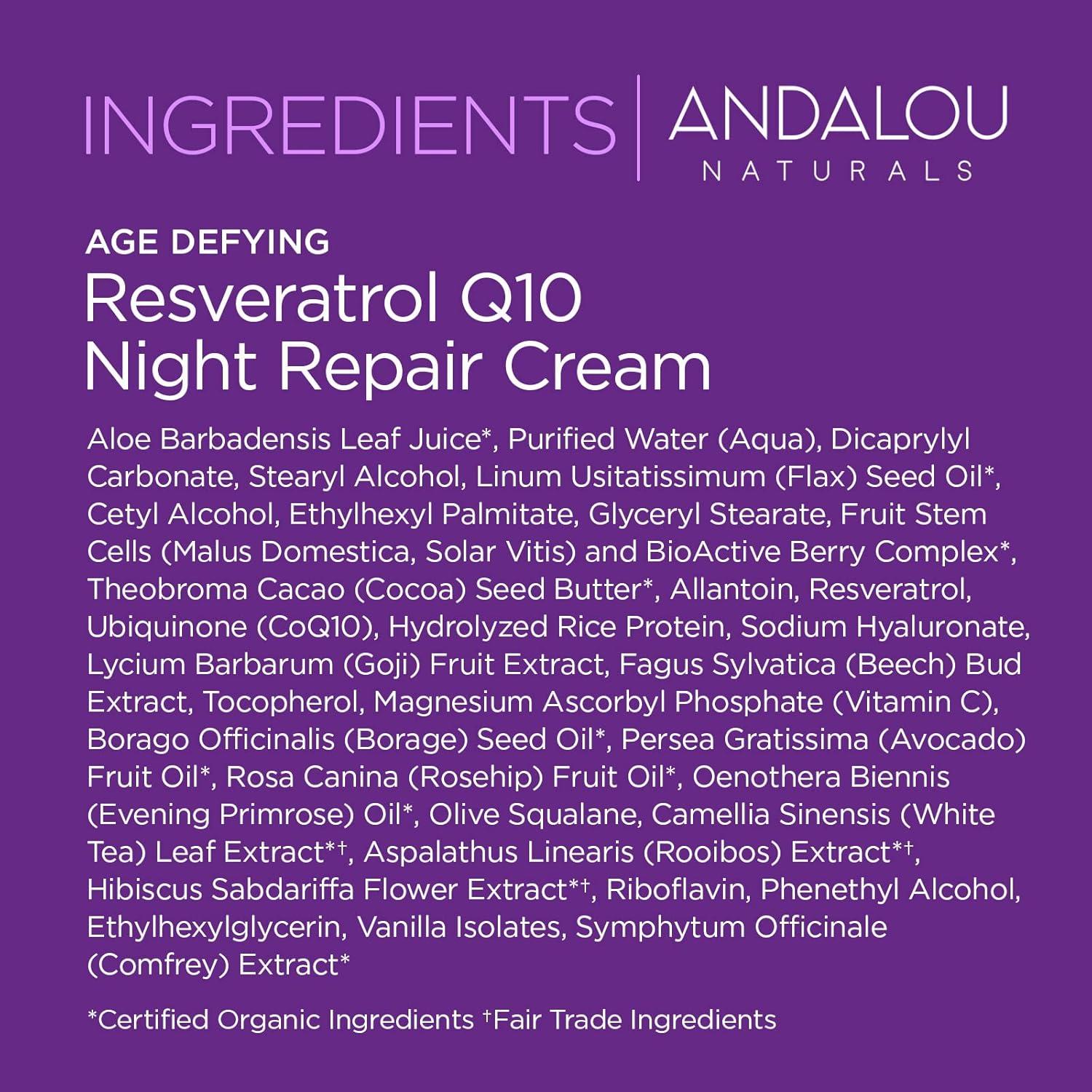 Crema Nocturna Reparadora Andalou Naturals Q10 48 g