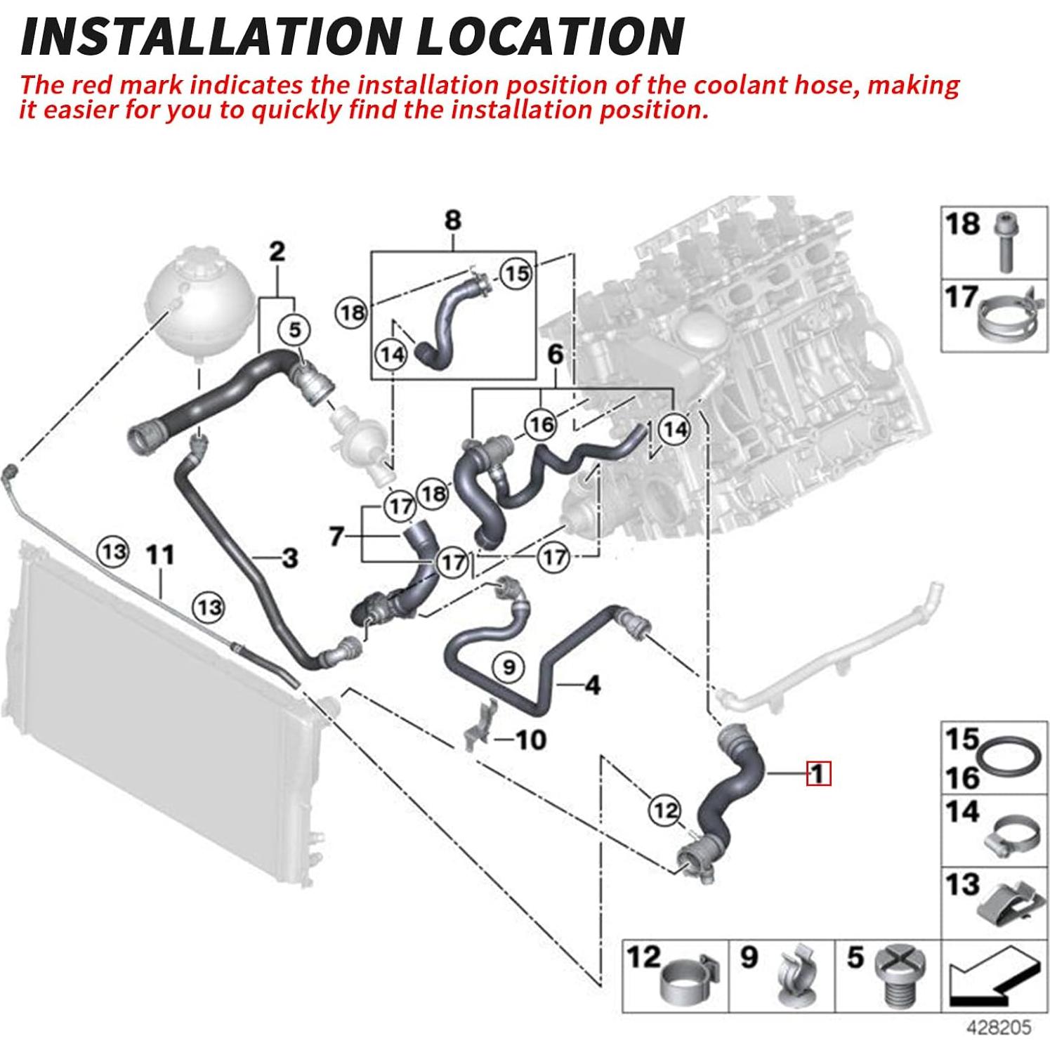 Manguera de Refrigerante Superior BMW 520i 528i 2012-2016