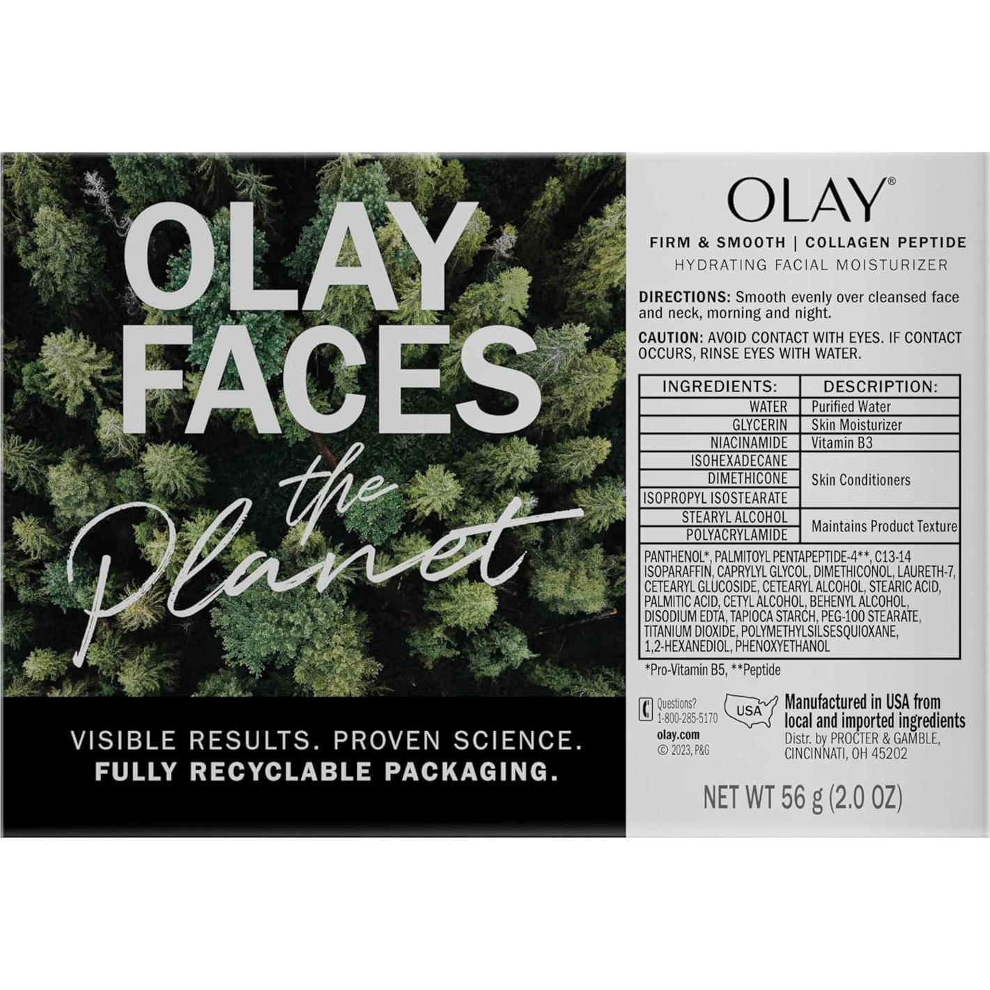 Crema Hidratante Facial Olay 2 oz con Péptidos de Colágeno