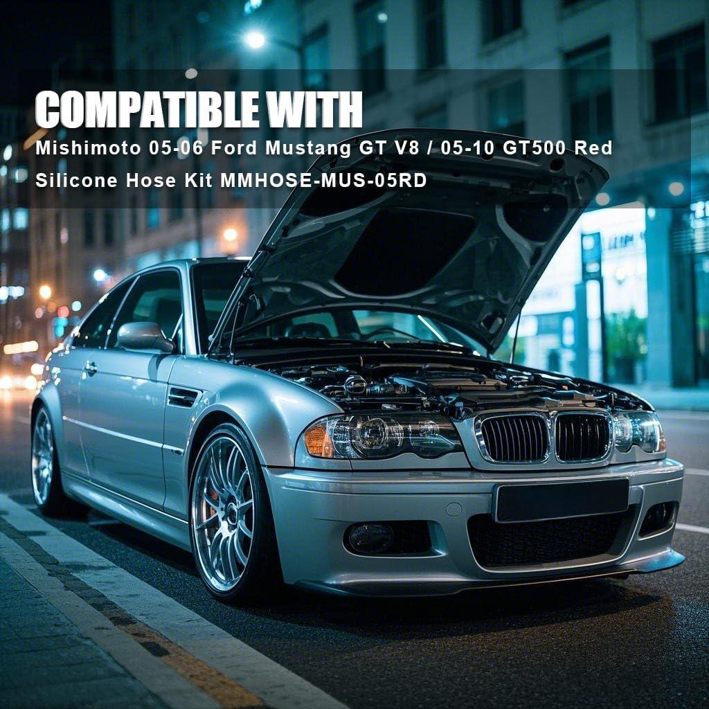 Kit de Mangueras de Radiador de Silicona PIT66 Negro para Mustang GT V8 05-06 / GT500 05-10