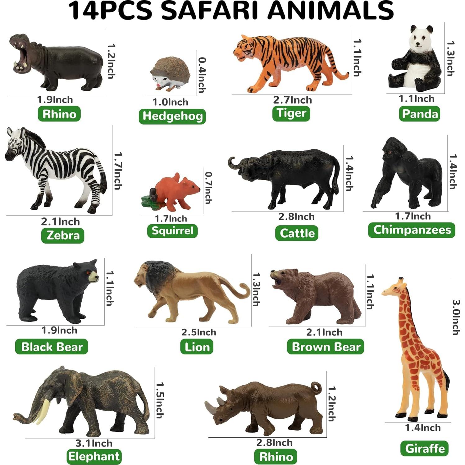 Figuras de Animales de la Selva Toymany 14 Piezas Mini