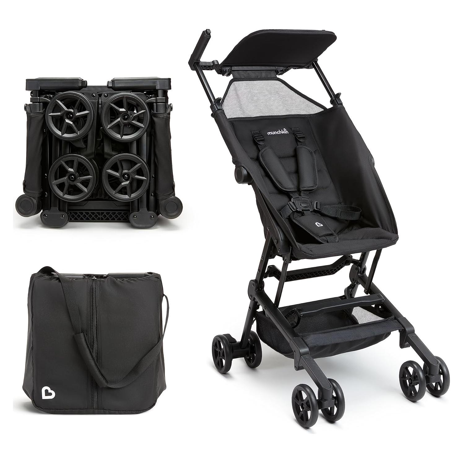 Carriola Plegable Munchkin Sparrow Negra para Bebés y Niños