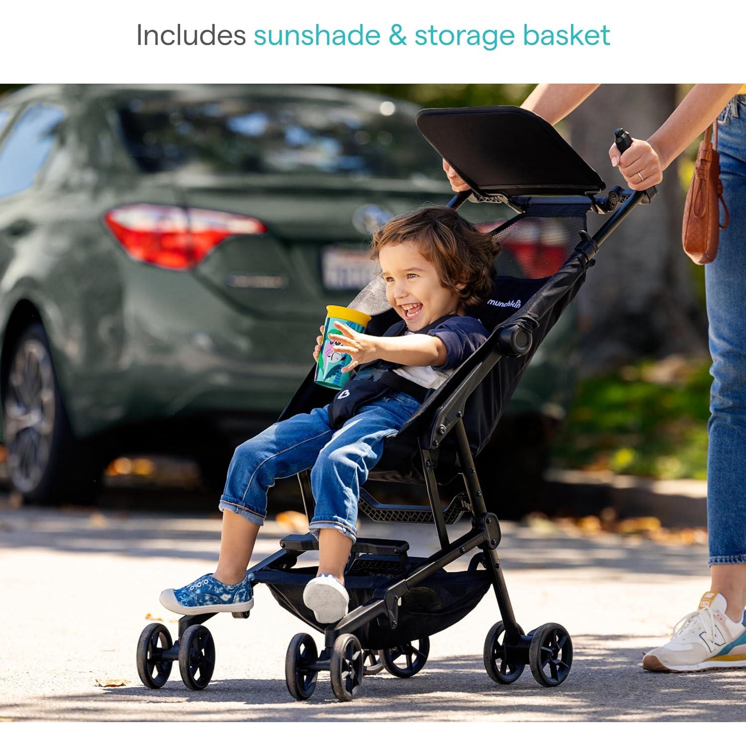 Carriola Plegable Munchkin Sparrow Negra para Bebés y Niños