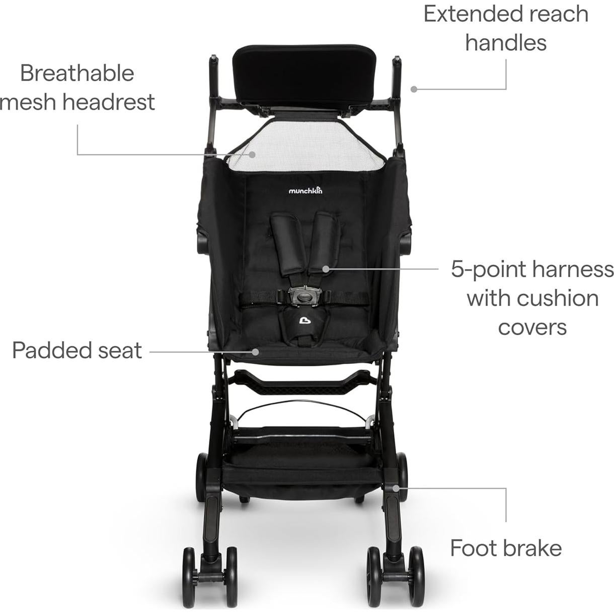 Carriola Plegable Munchkin Sparrow Negra para Bebés y Niños