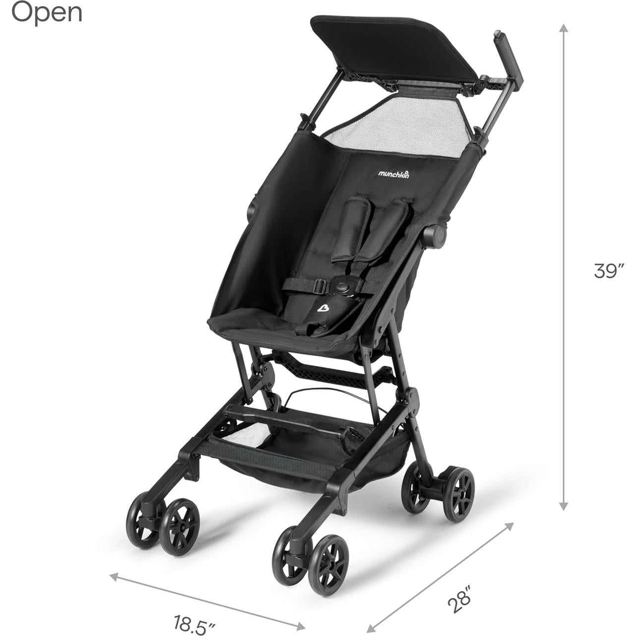 Carriola Plegable Munchkin Sparrow Negra para Bebés y Niños
