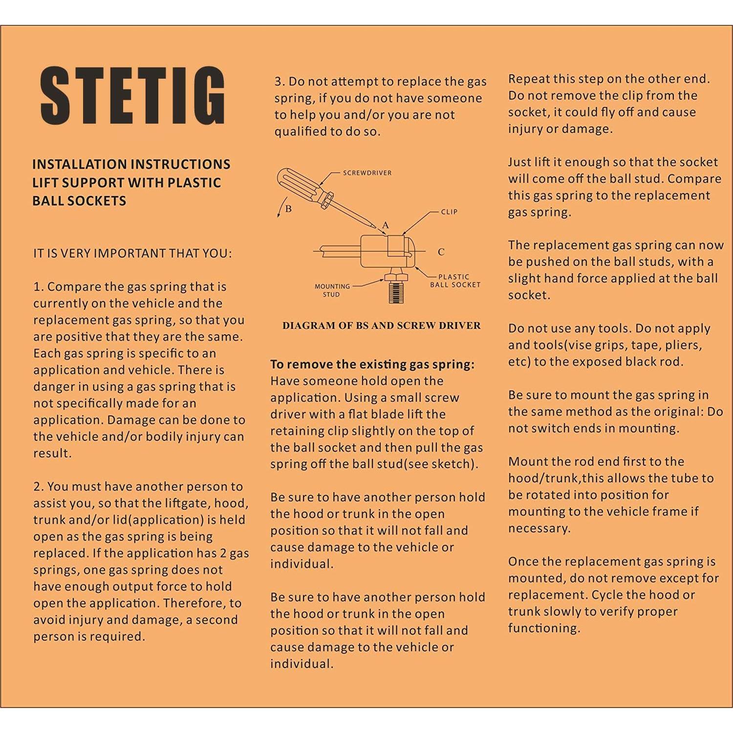 Soportes de Elevación Delanteros STETIG S80T-2343 para Volkswagen