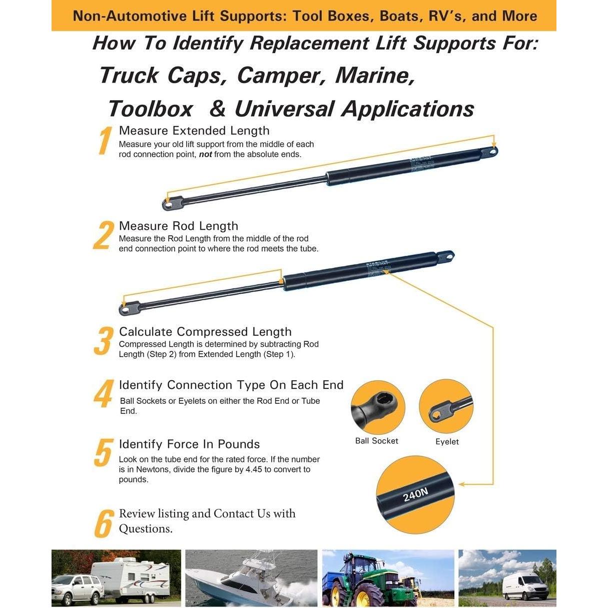 Soportes de Elevación Delanteros STETIG S80T-2124 para Capó