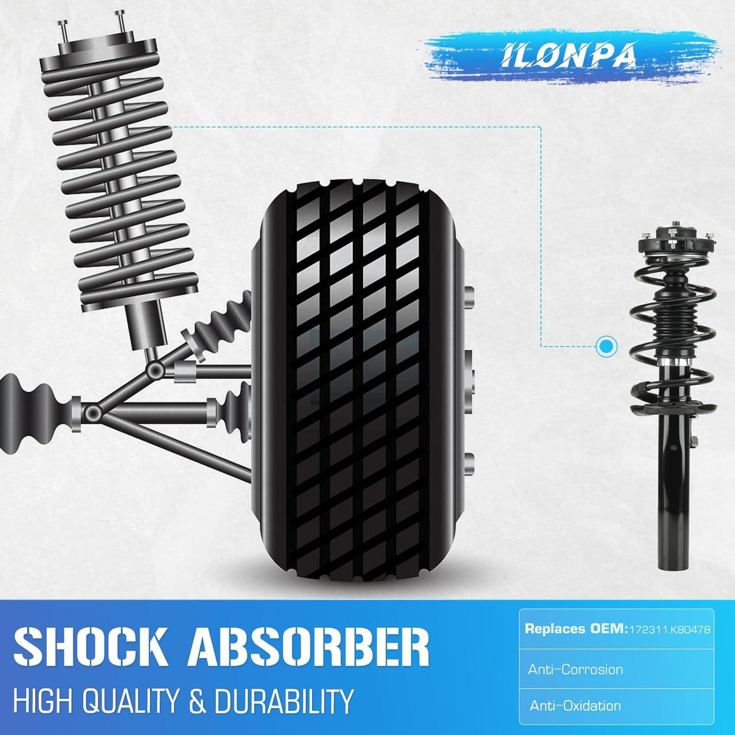 Amortiguadores Delanteros ILONPA para Audi A3, VW Jetta, Golf, 4PCS