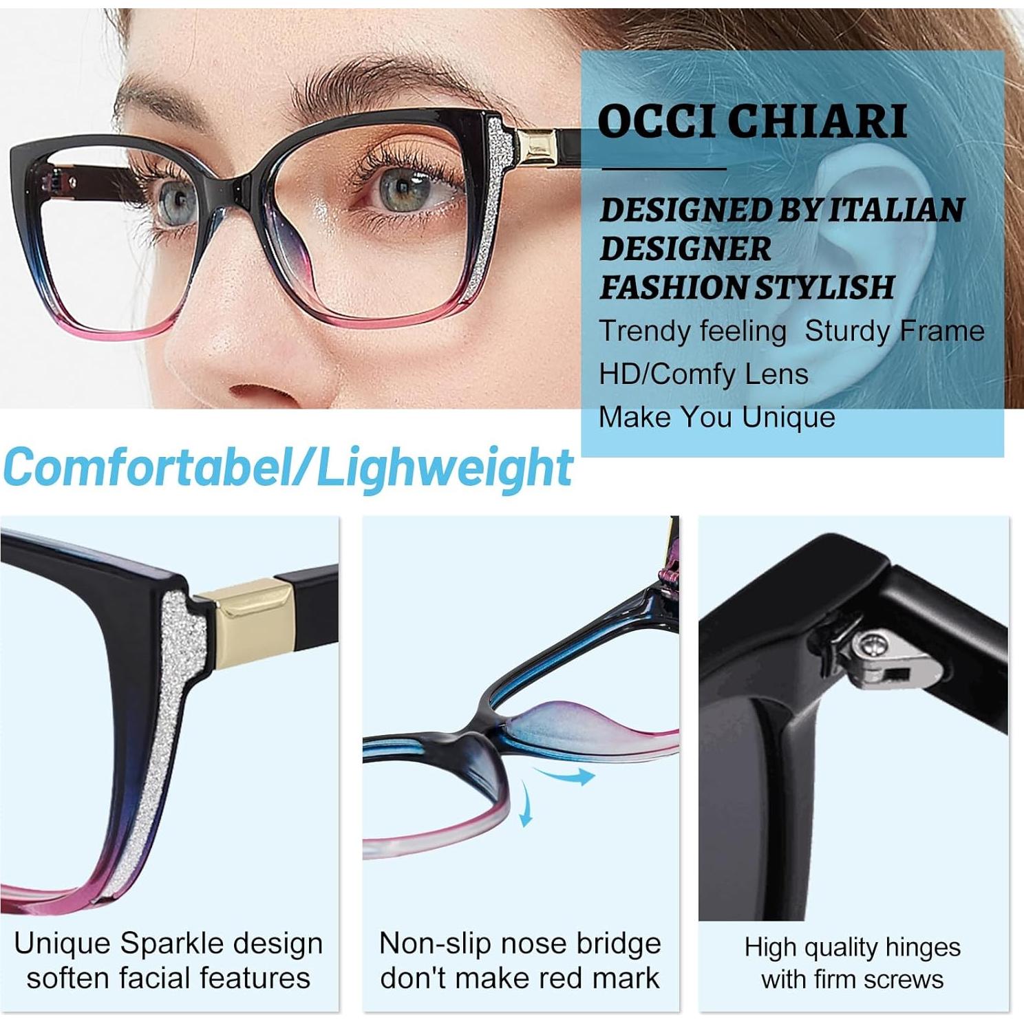 Gafas de Lectura OCCI CHIARI Moradas 3.5x Lentes Cuadrados