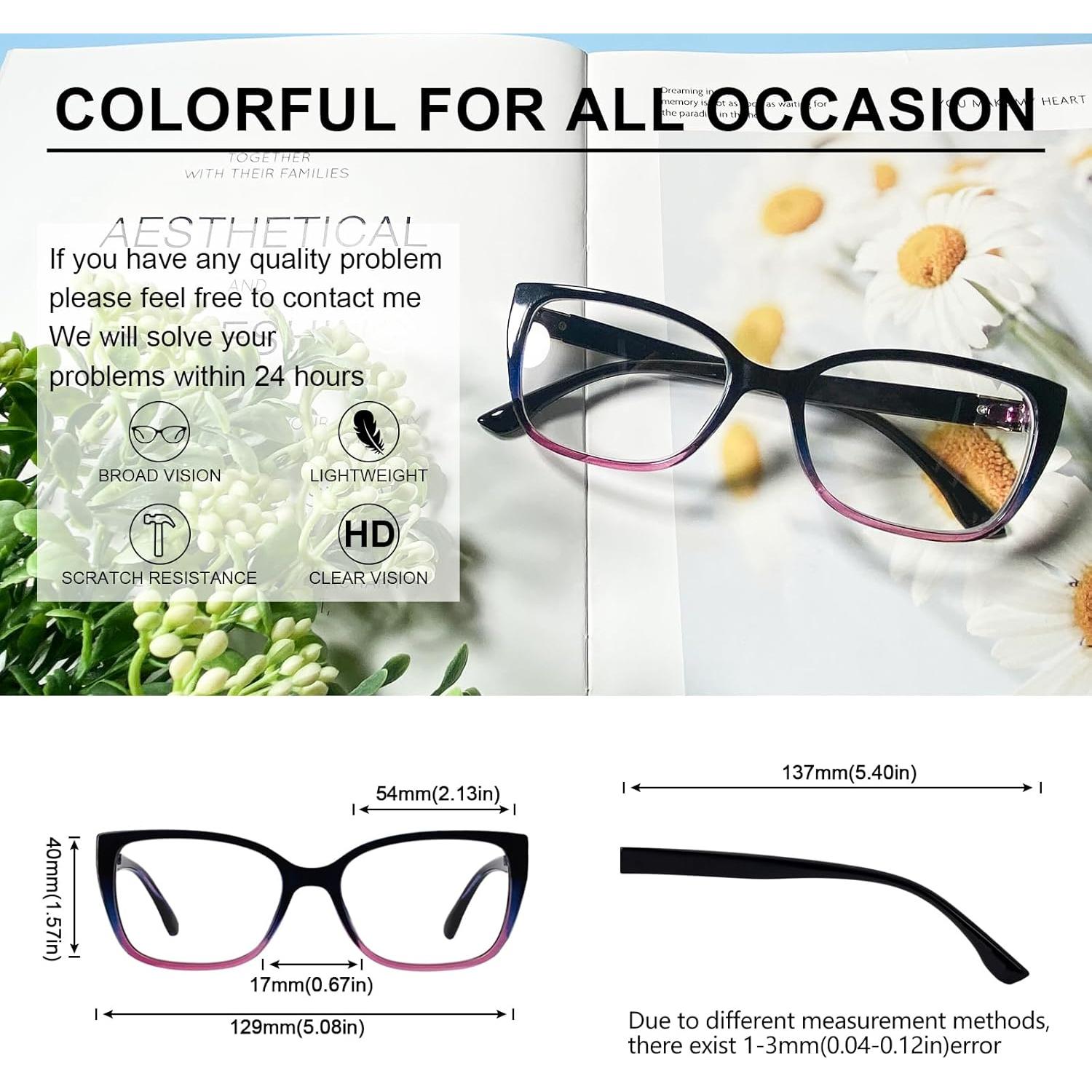 Gafas de Lectura OCCI CHIARI Moradas 3.5x Lentes Cuadrados