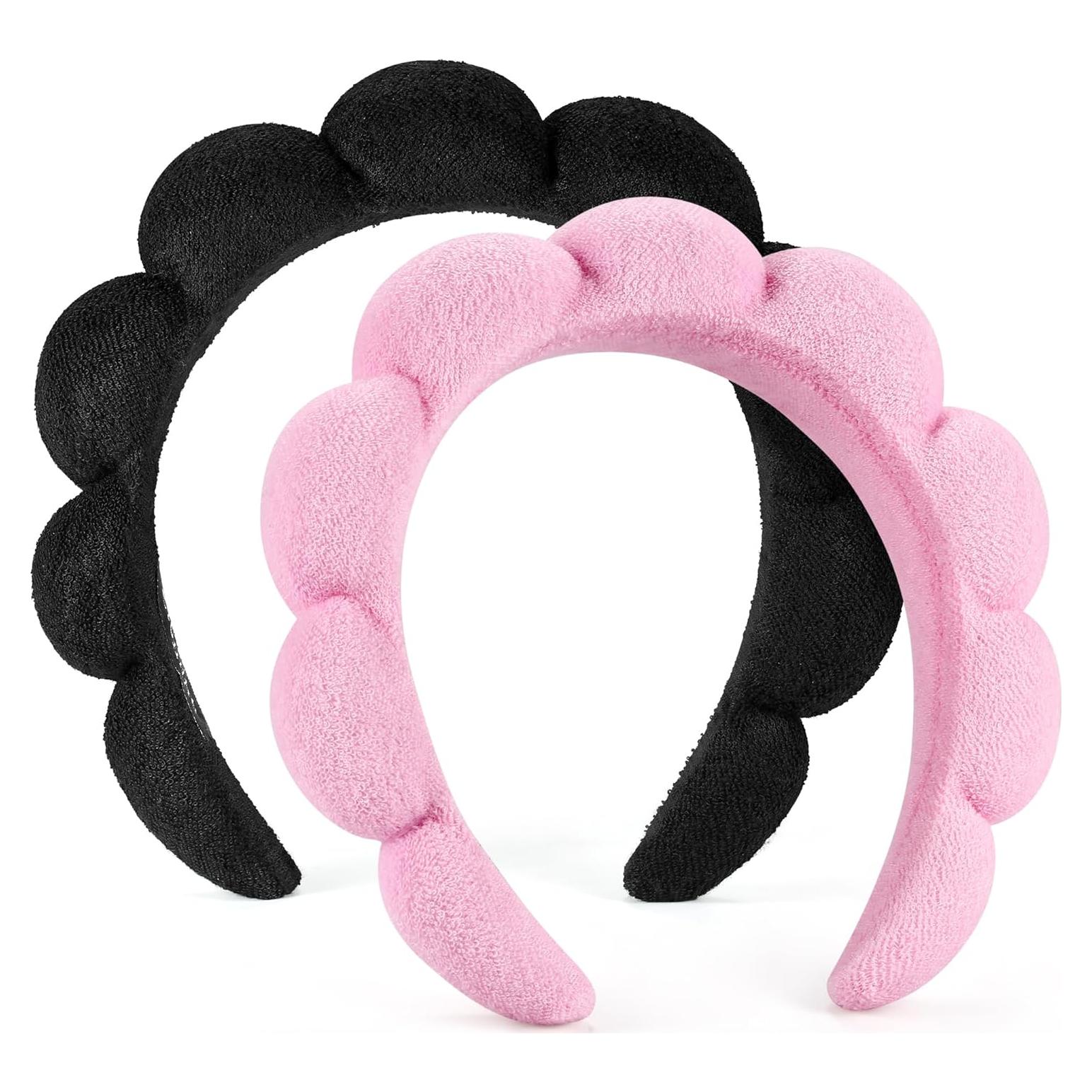 Diademas de Spa Ztomine Set 2 Toalla Negro y Rosa