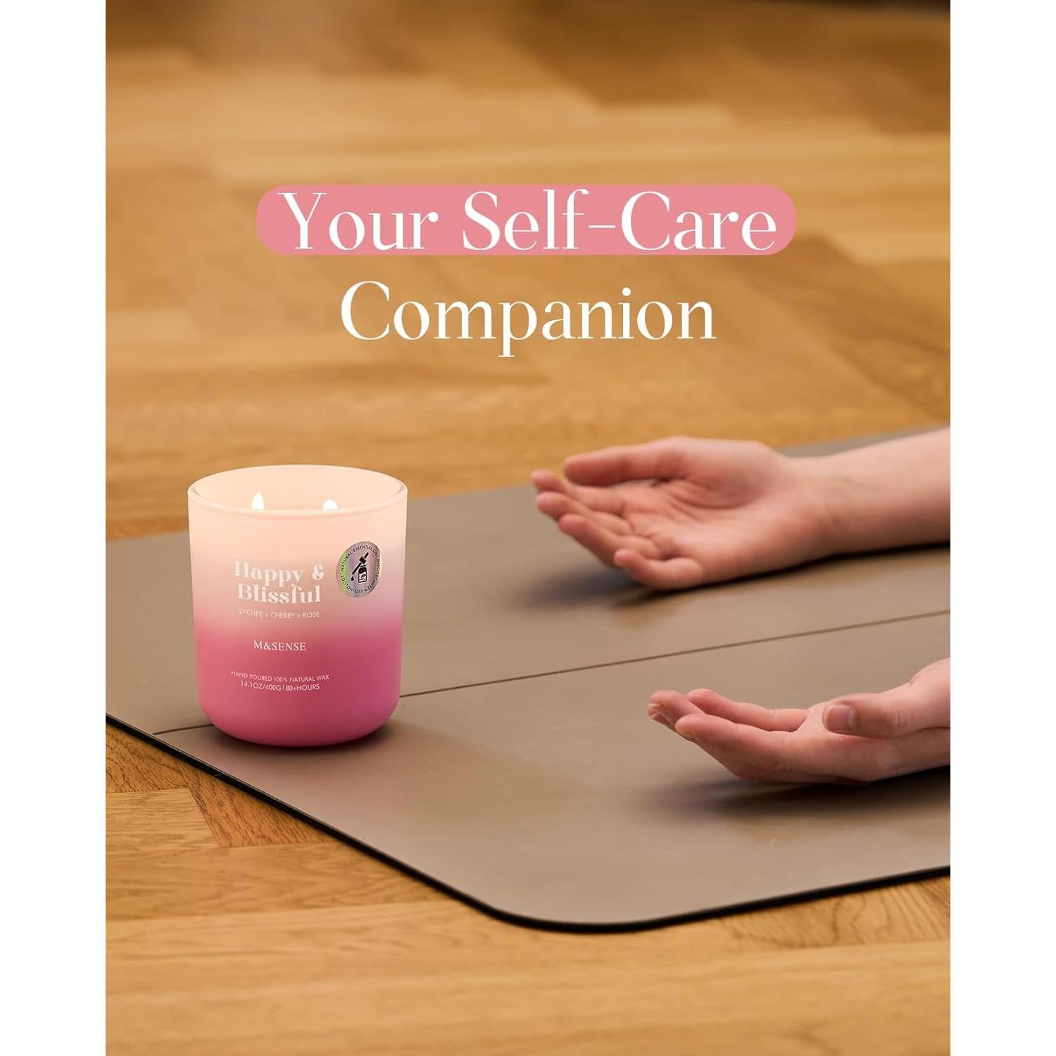 Vela Aromática M&SENSE Lichi Cereza Rosa 400g - 80 Horas