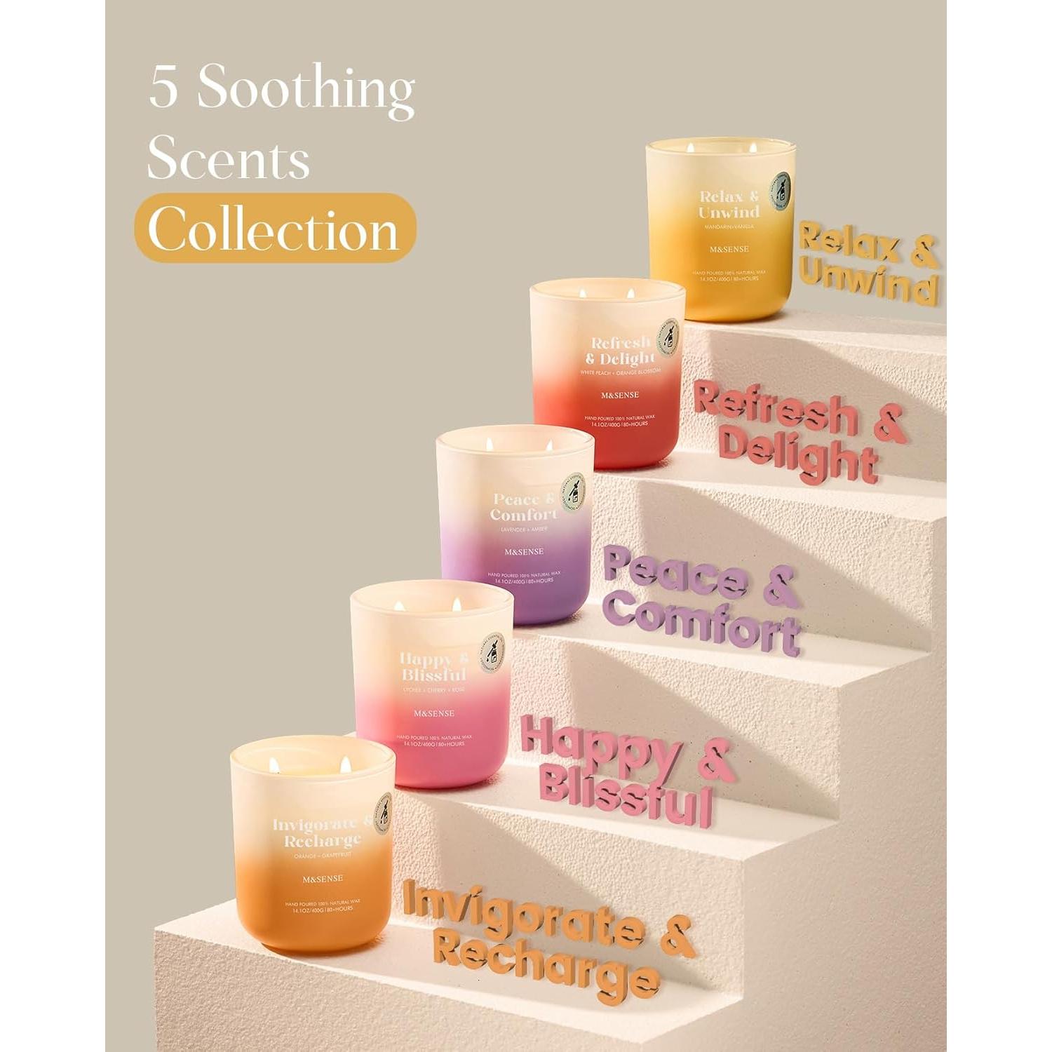 Vela Aromática M&SENSE Lichi Cereza Rosa 400g - 80 Horas