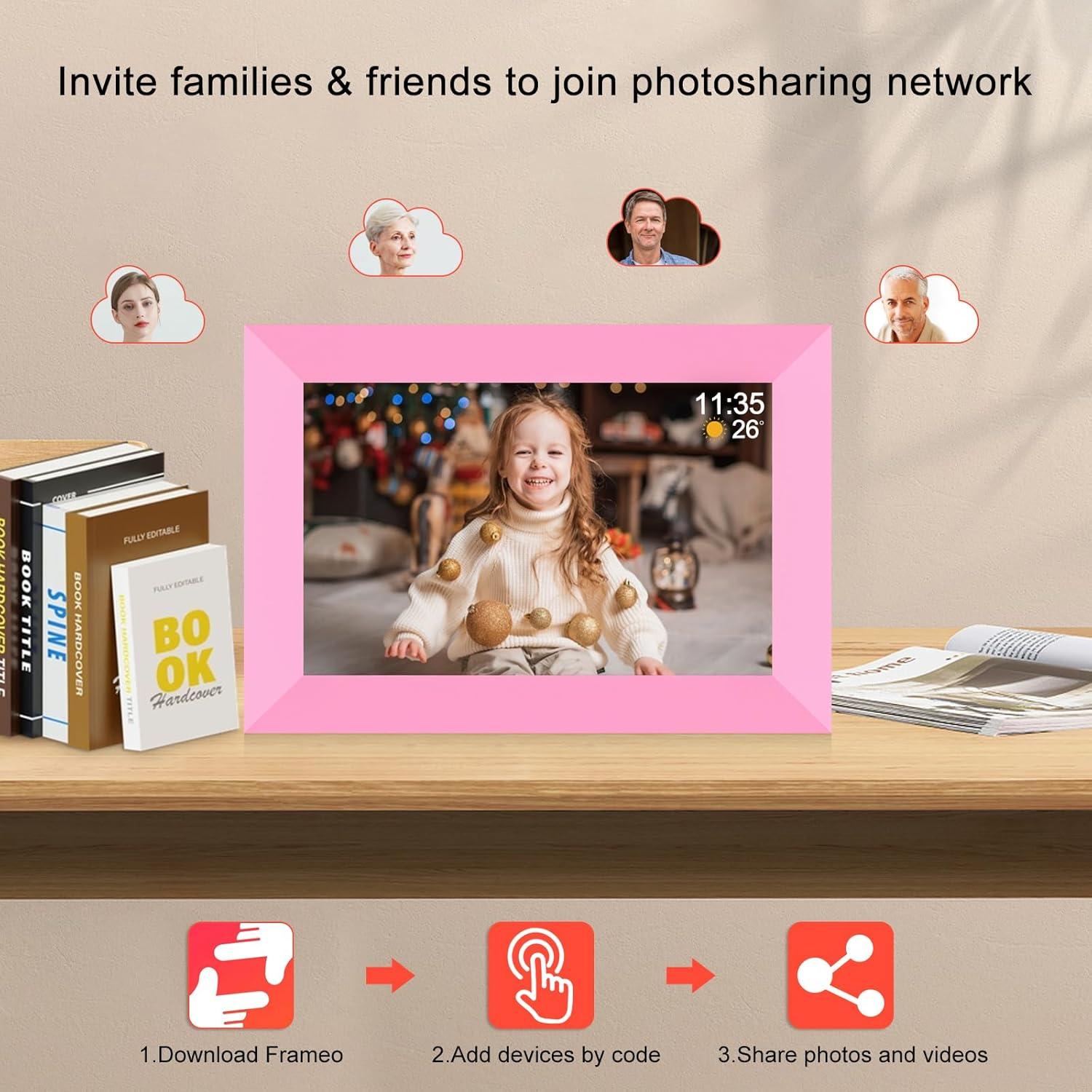 Marco de Fotos Digital WiFi Frameo 10.1" Rosa 32GB