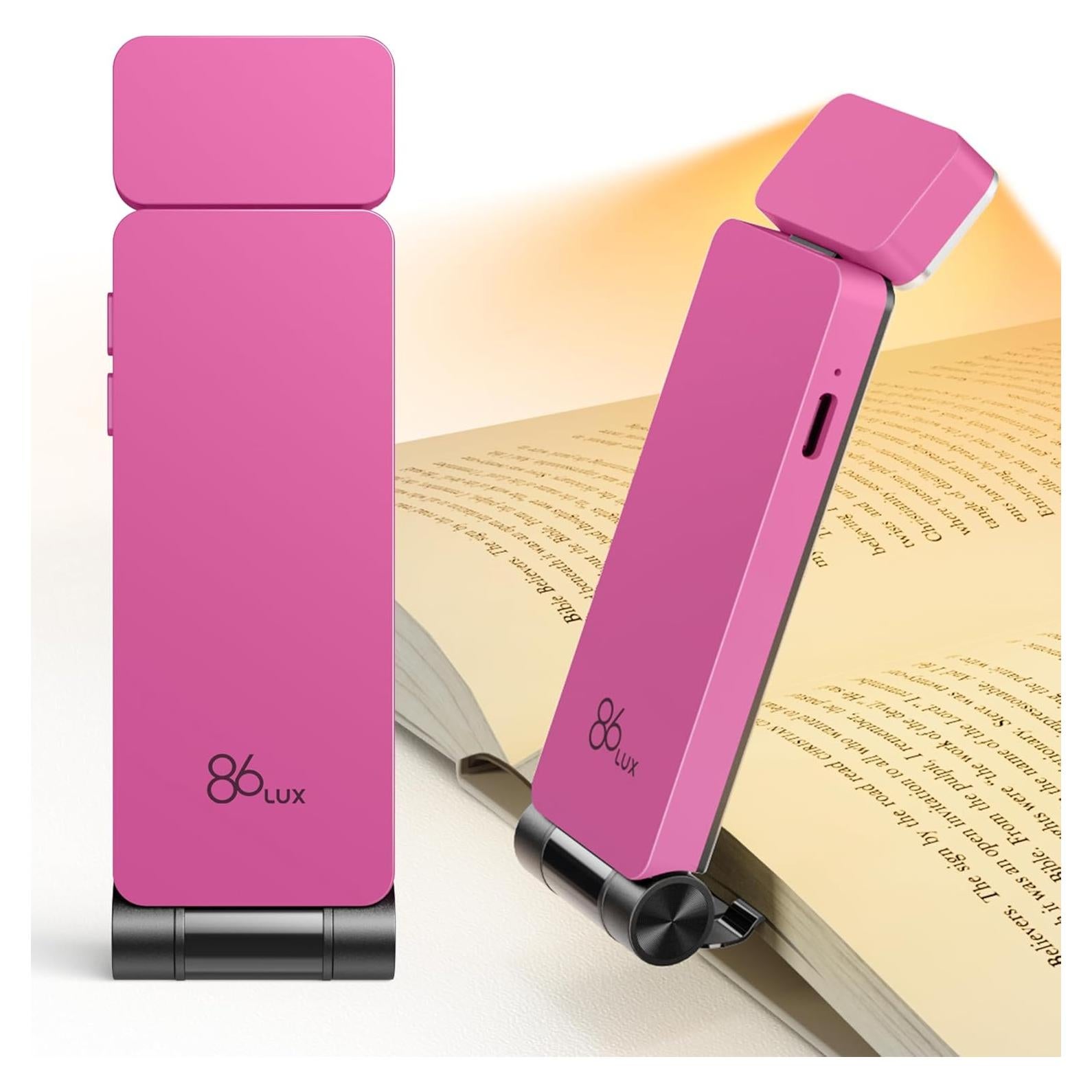 Luz de Lectura Recargable 86lux Rosa Fucsia LED Clip-on 3 Colores
