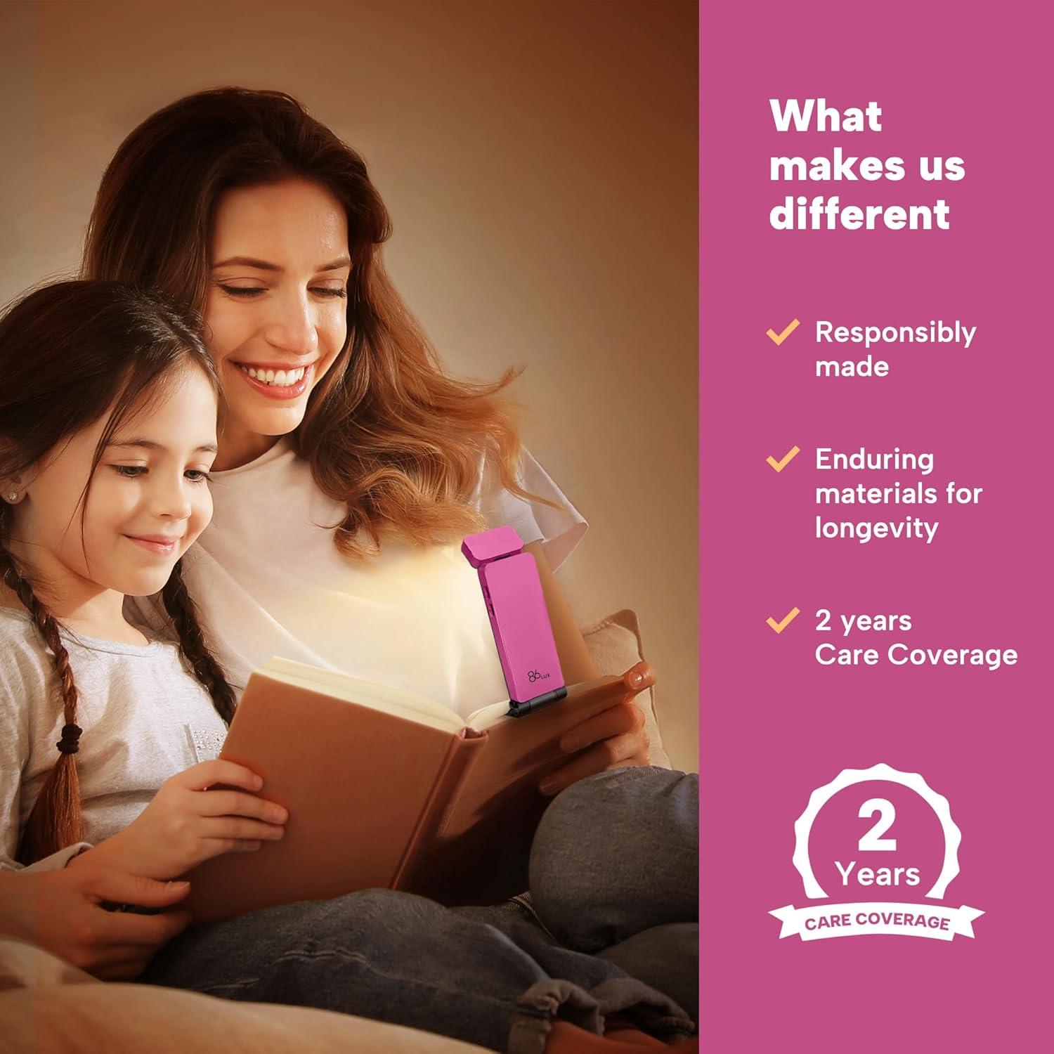 Luz de Lectura Recargable 86lux Rosa Fucsia LED Clip-on 3 Colores