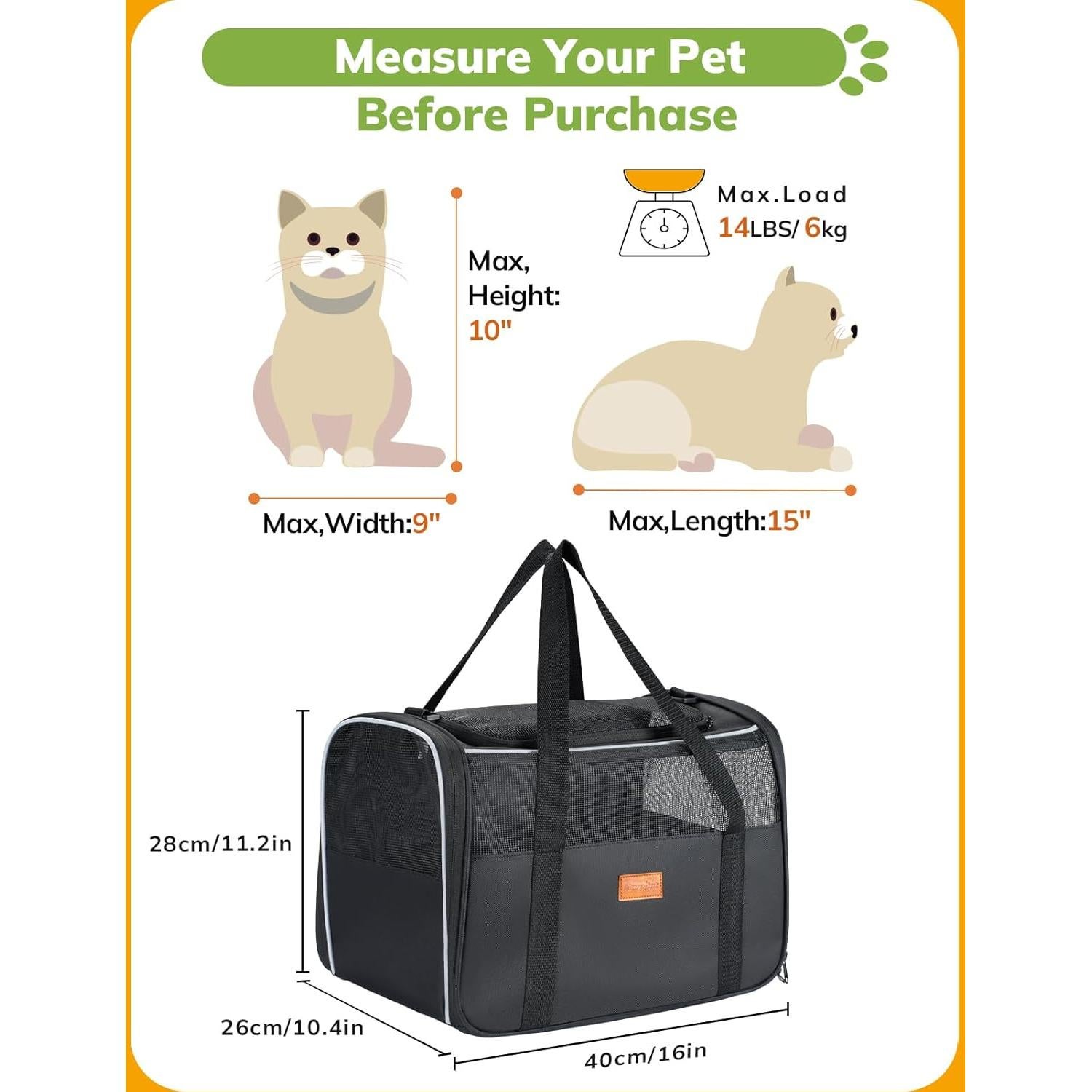 Transportín Morpilot para Gatos Pequeños y Medianos 6,35 kg