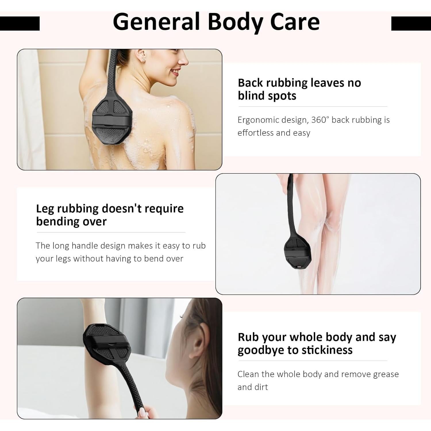 Juego de Mango Extensor 3 PZS QiaKeoo - Cepillo y Exfoliantes