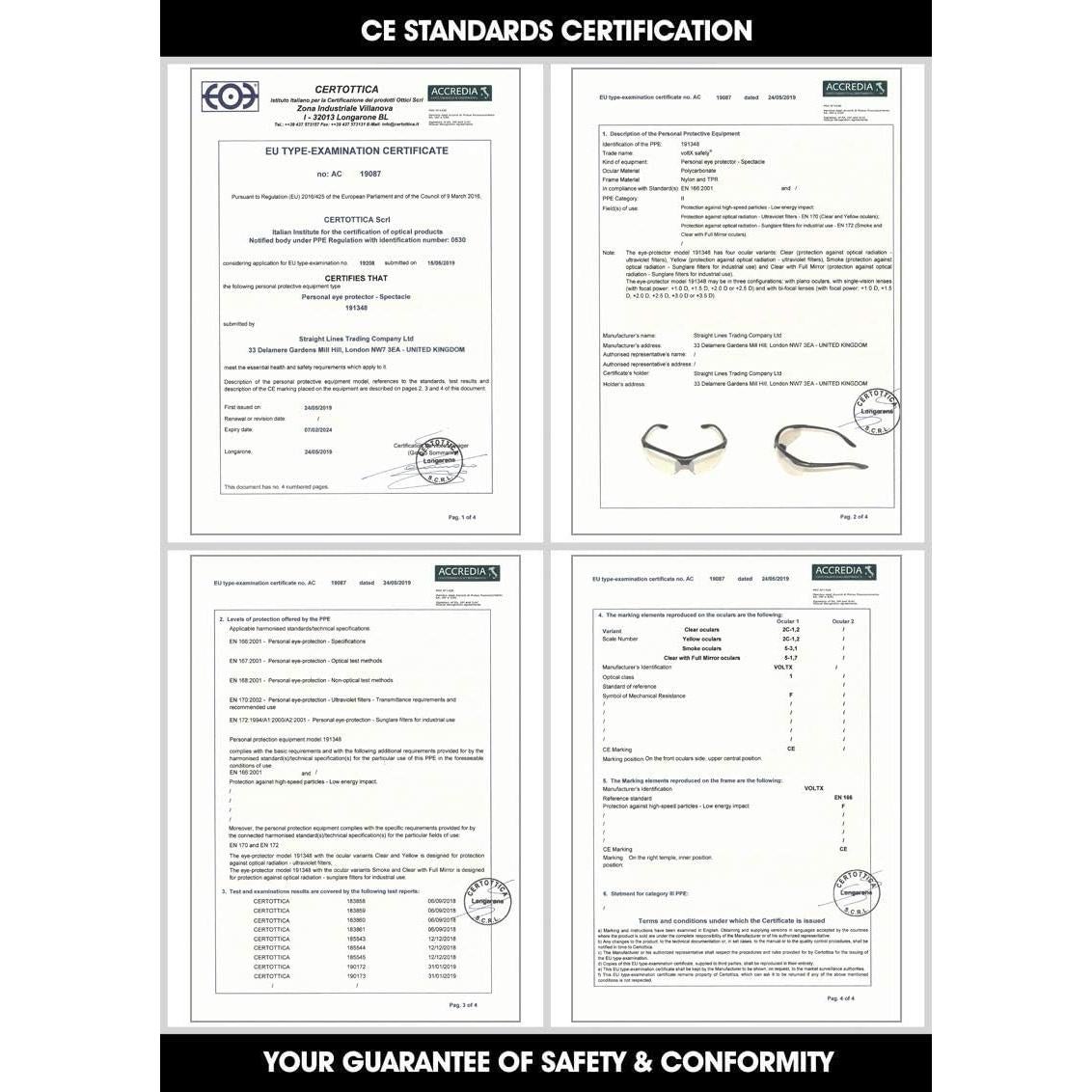 Gafas de Seguridad VoltX Constructor +1.0 Dioptría Claras UV400