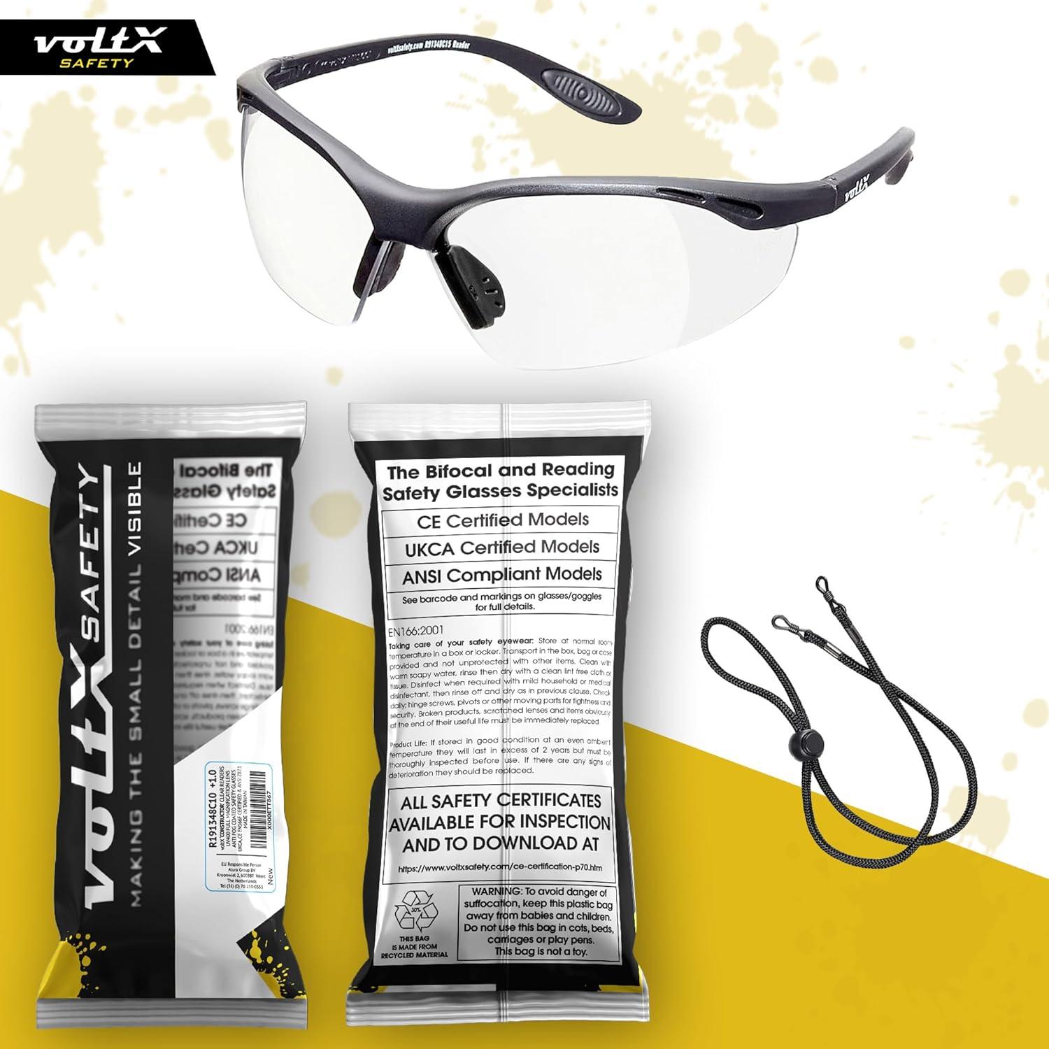 Gafas de Seguridad VoltX Constructor +1.0 Dioptría Claras UV400