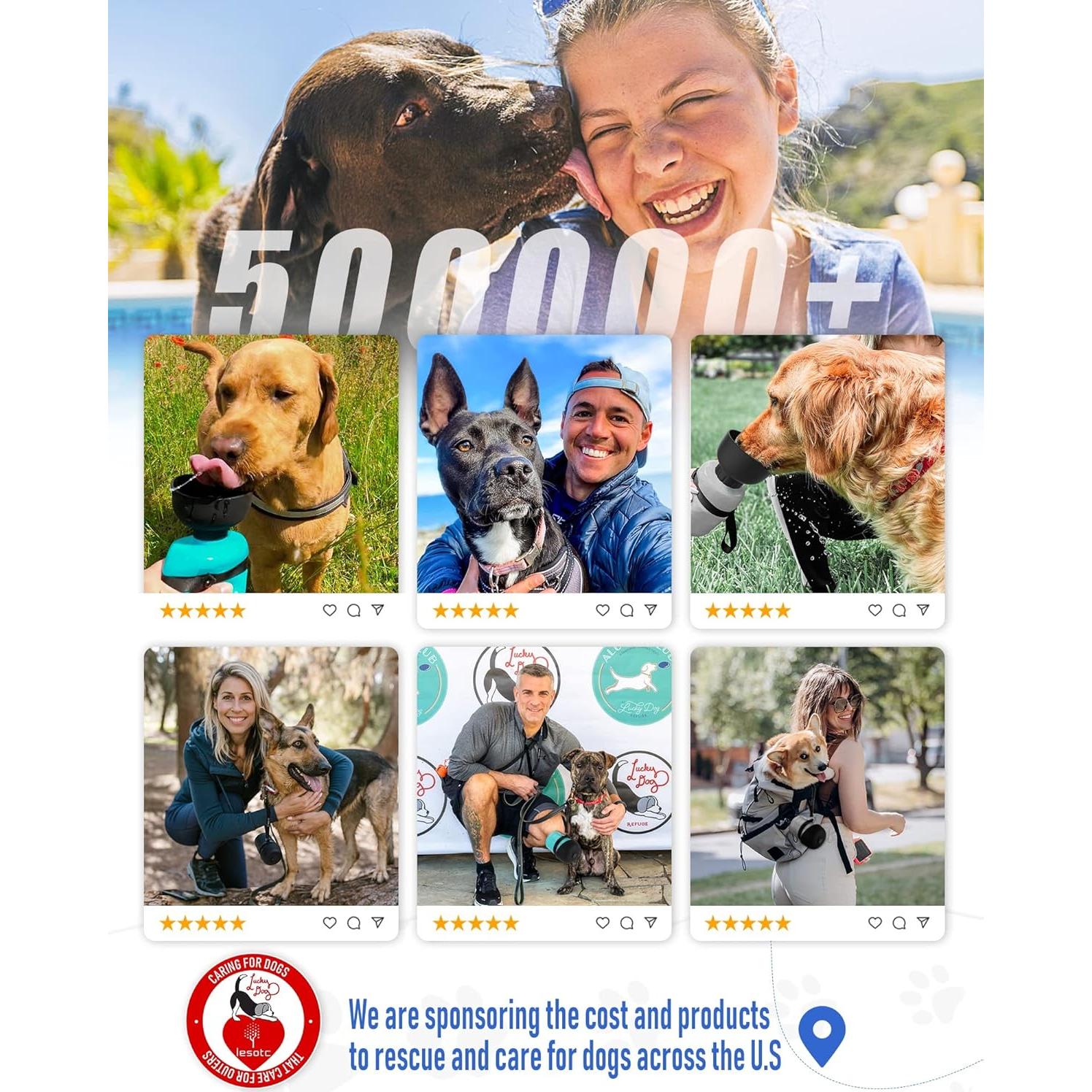 Botella de Agua para Perros Lesotc 520ml a Prueba de Fugas