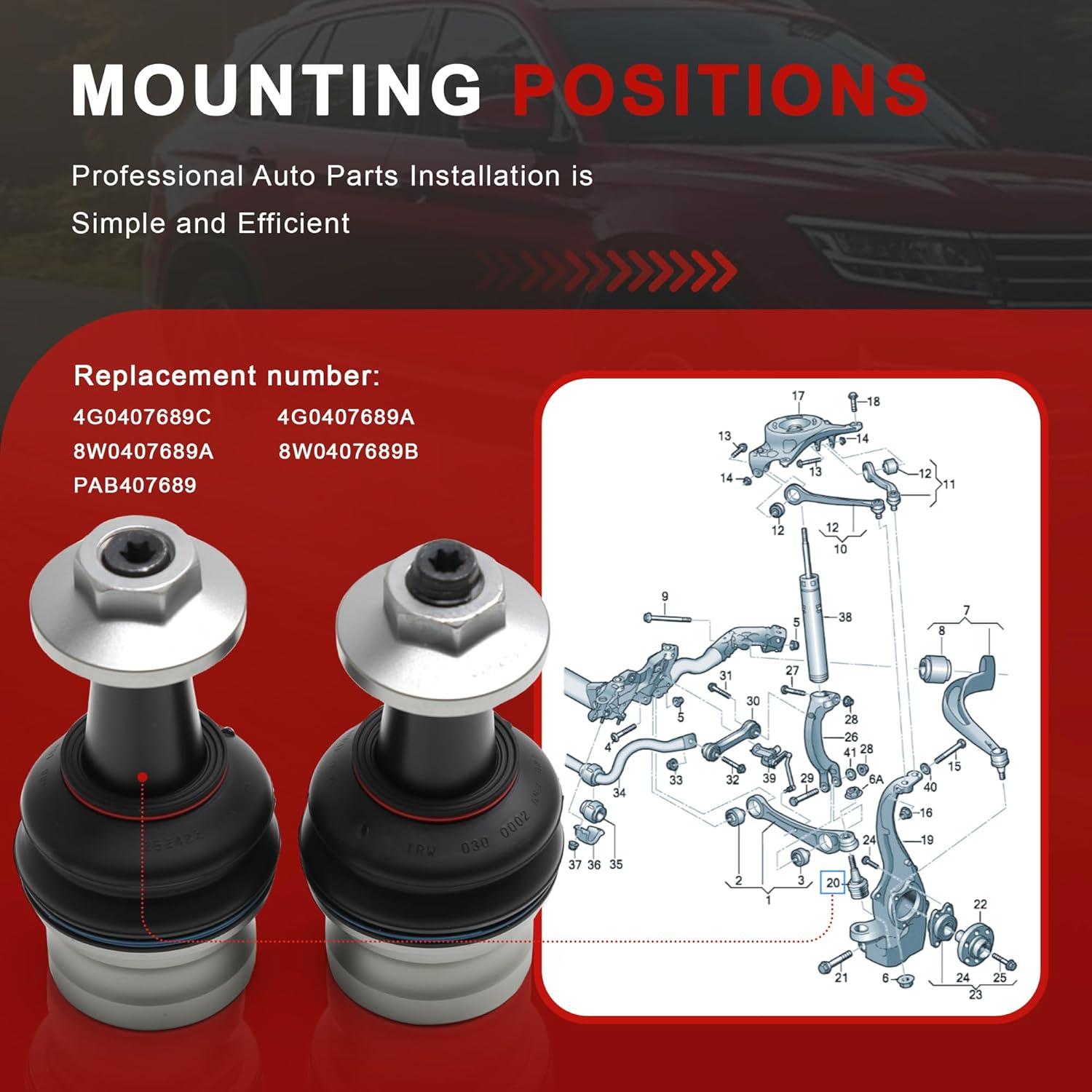Articulación de Suspensión Inferior Audi/Porsche 4G0407689C 2PCS