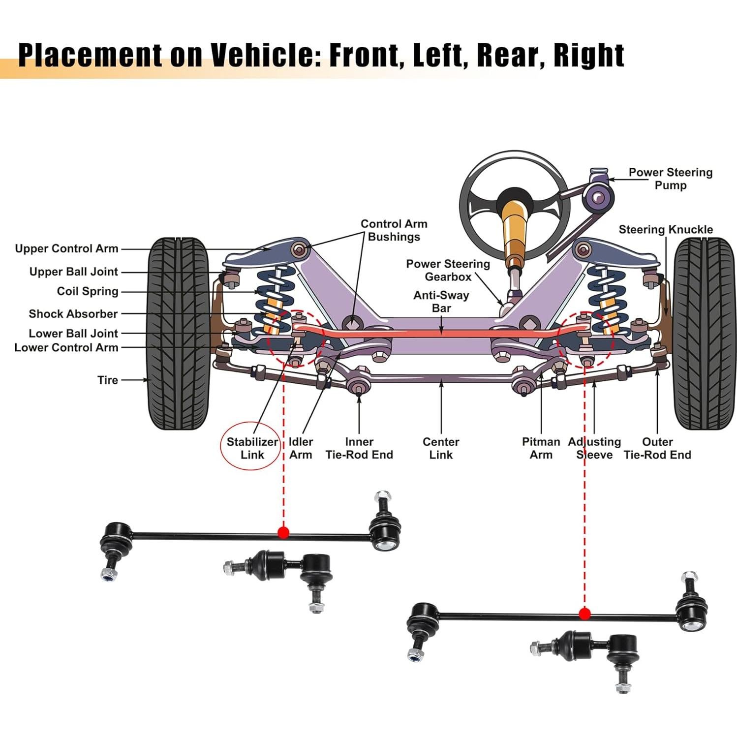 Kit 4 Enlaces de Barra Estabilizadora uxcell para Mazda 3/5