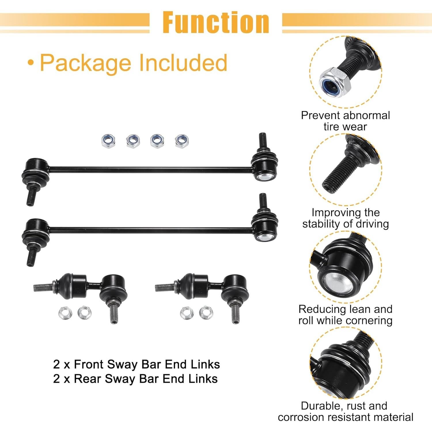 Kit 4 Enlaces de Barra Estabilizadora uxcell para Mazda 3/5