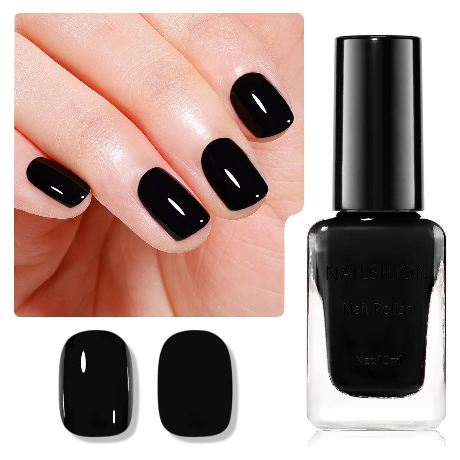 Esmalte de Uñas Negro Clásico Nailshion 10.5 ml Vegano 9-Free