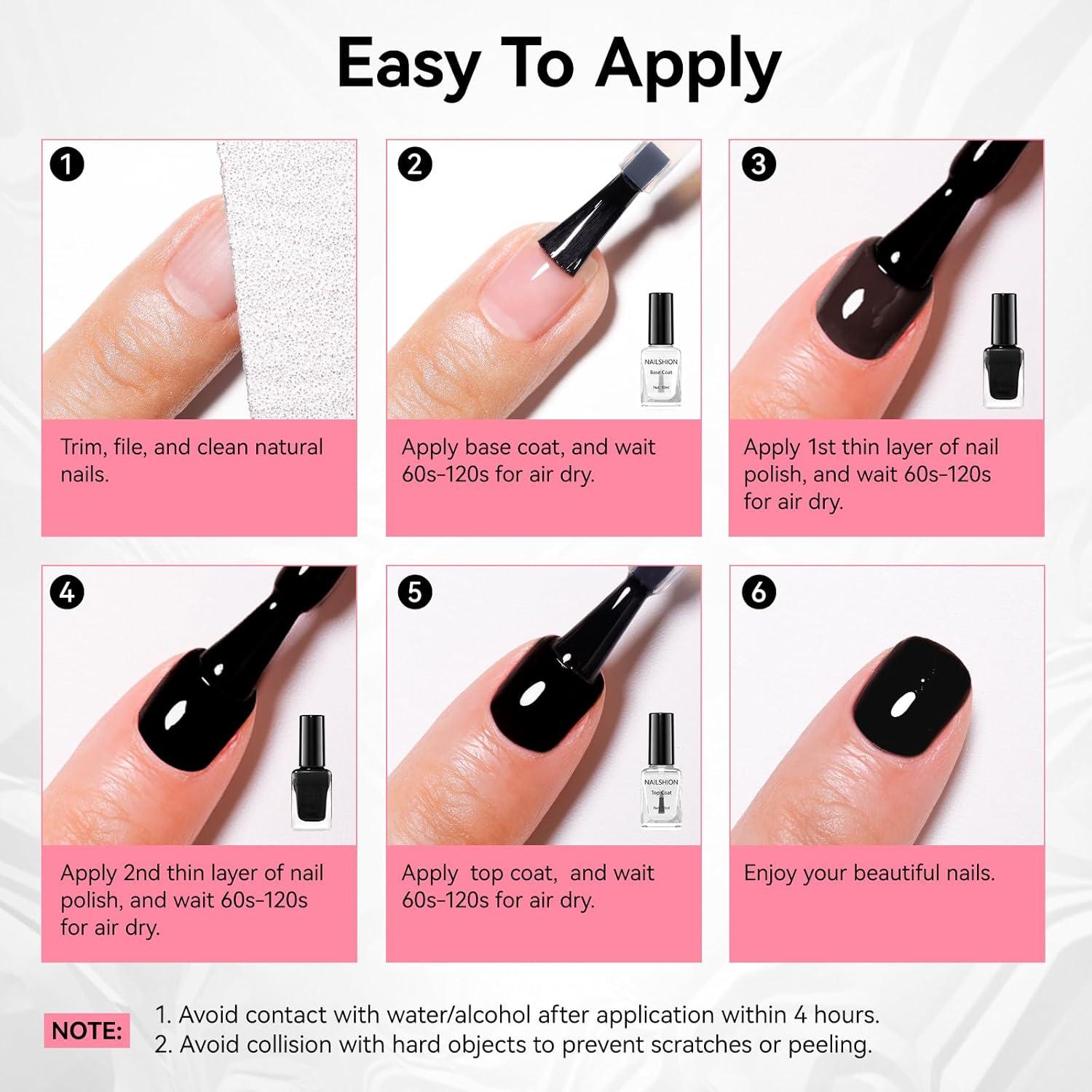 Esmalte de Uñas Negro Clásico Nailshion 10.5 ml Vegano 9-Free