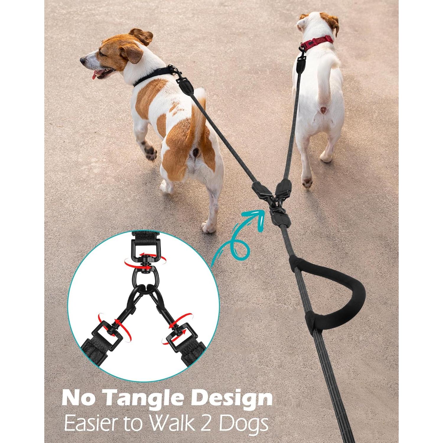 Correa Doble para Perros PetBonus, Reflectante y Acolchada