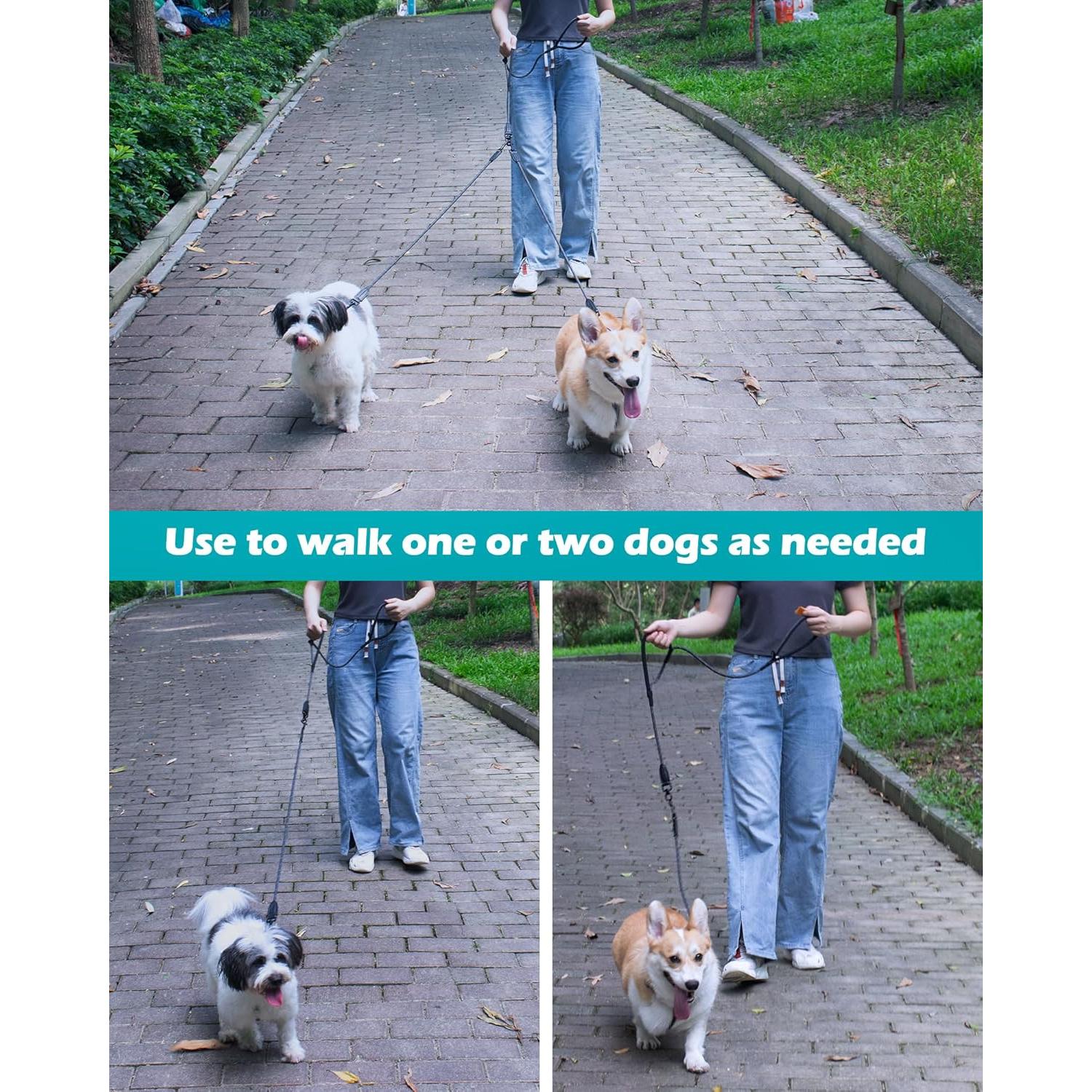 Correa Doble para Perros PetBonus, Reflectante y Acolchada