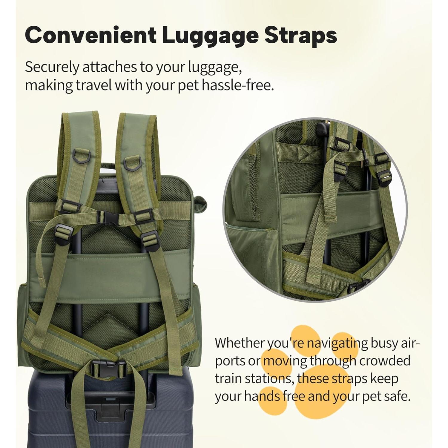 Mochila Transportadora Expandible para Mascotas - Verde