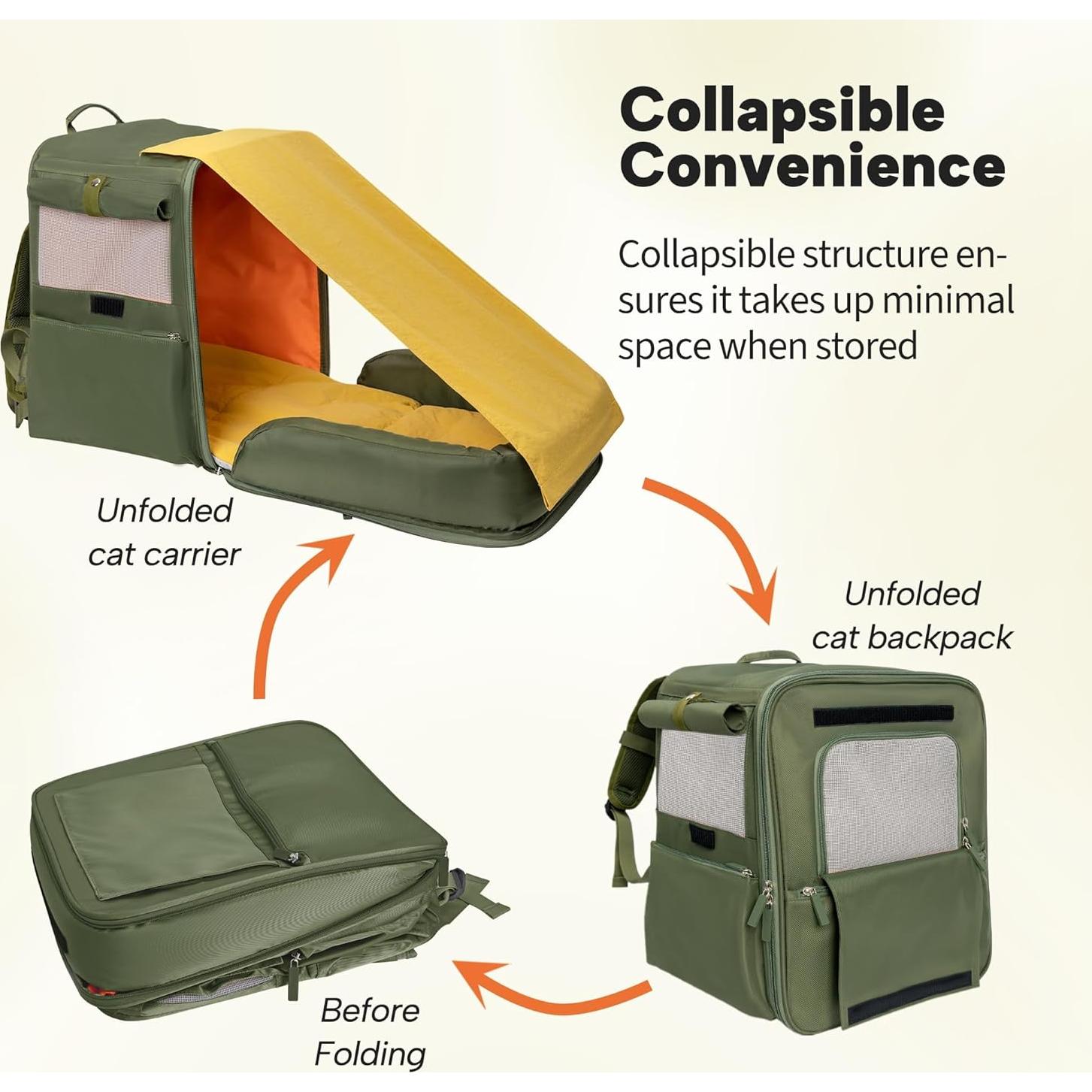 Mochila Transportadora Expandible para Mascotas - Verde