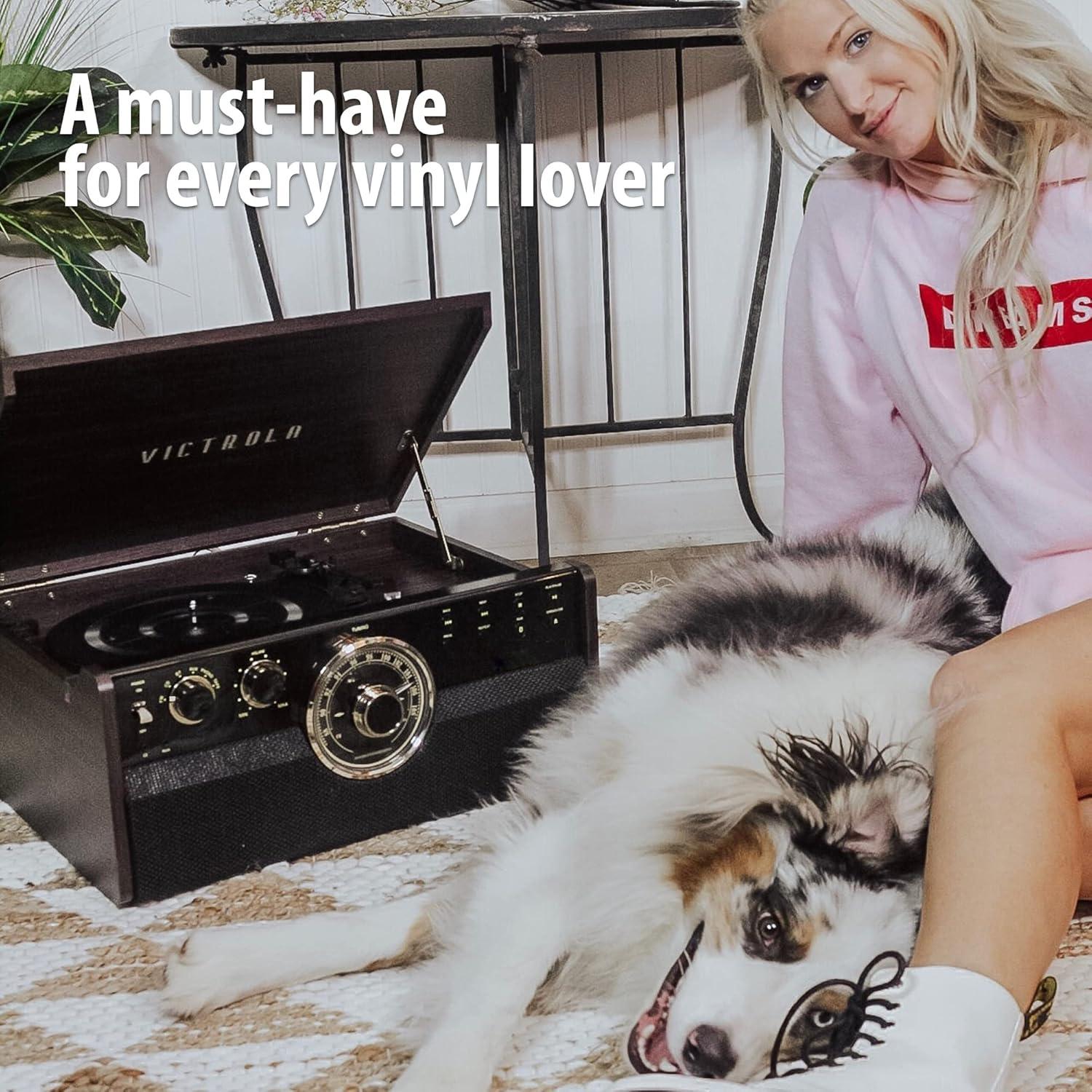 Victrola Centro Multimedia 6-en-1 Bluetooth Gris - Tocadiscos