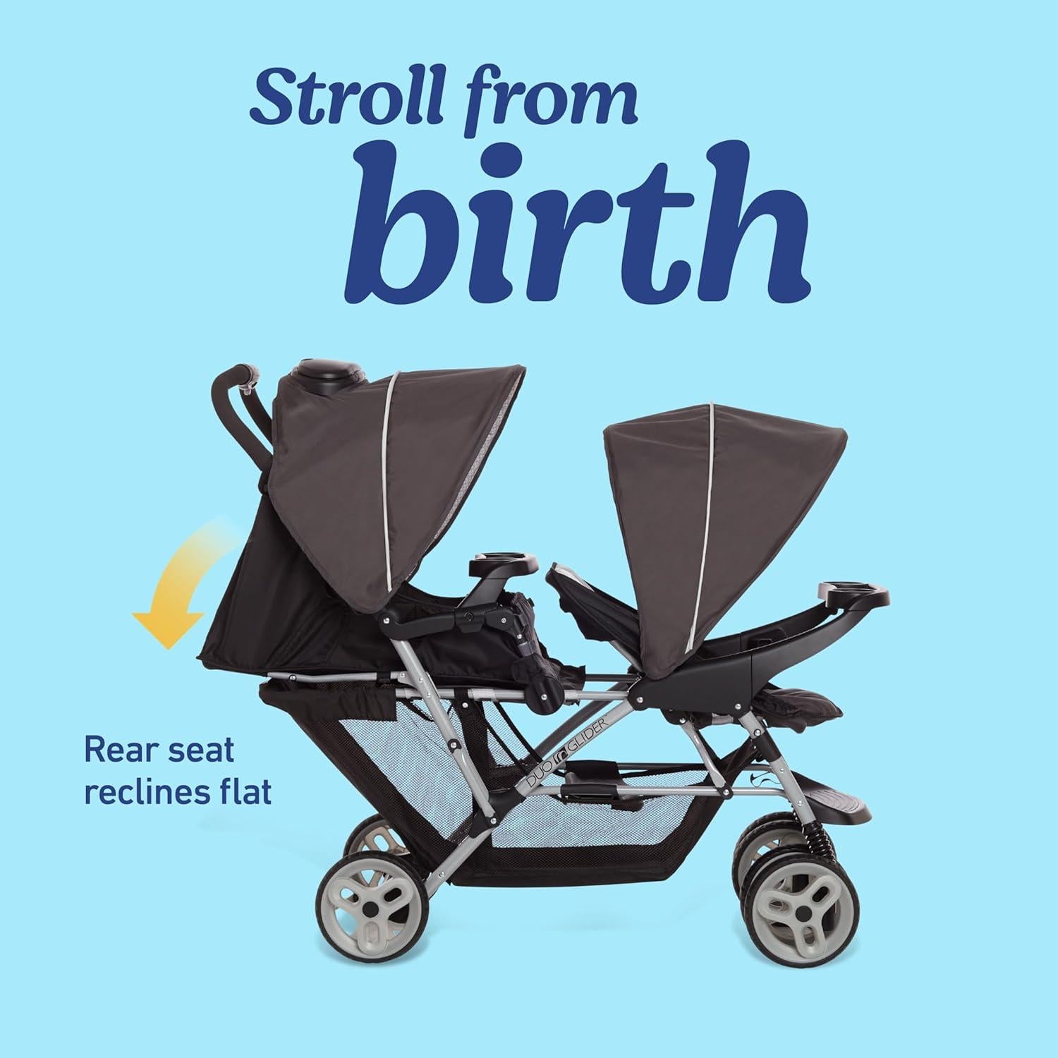 Cochecito Doble Graco DuoGlider Tándem Ligero Glaciar