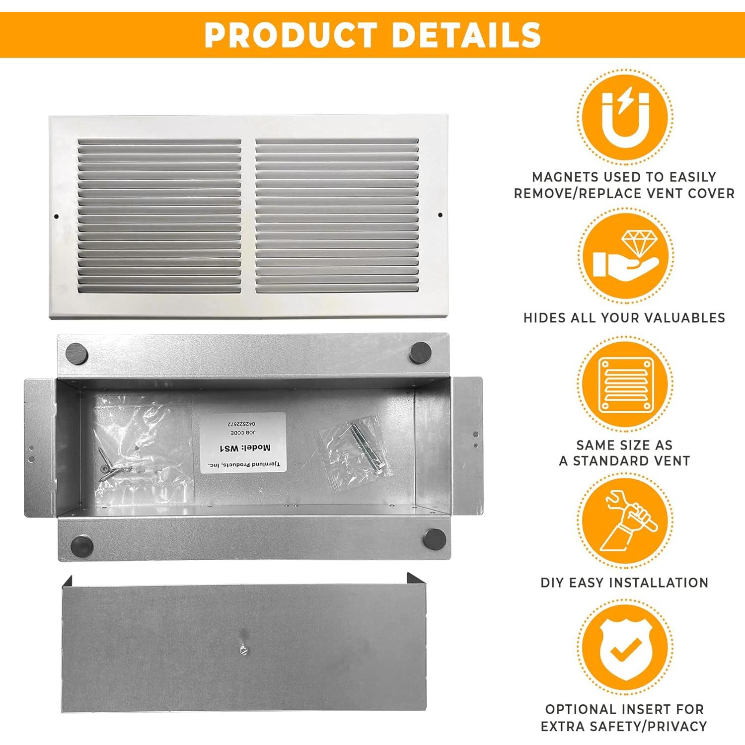 Caja Fuerte Oculta de Pared H.I.P.S. 34.3x11.4cm Blanca